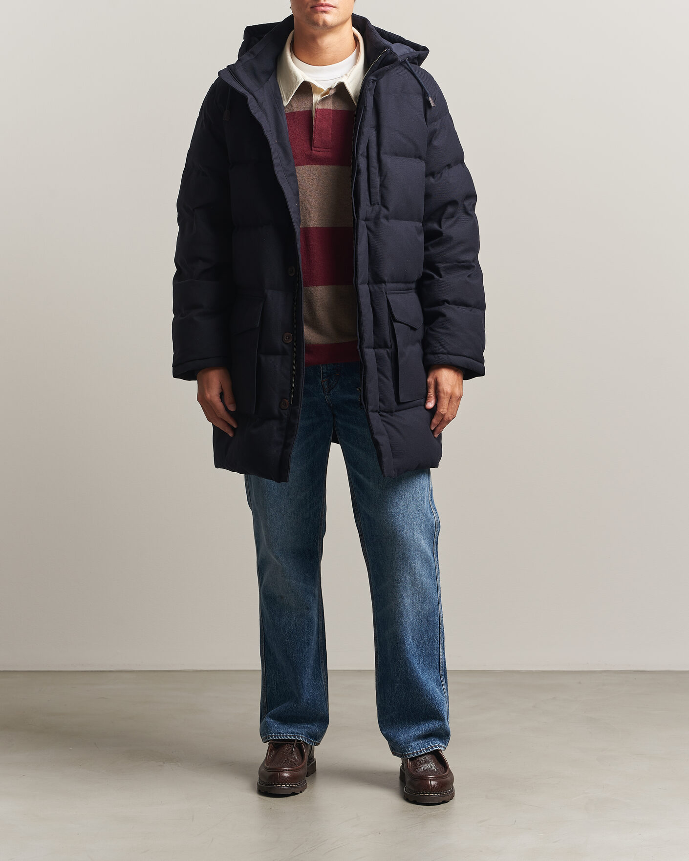 Herren | Jacken | Gant | Flannel Down Hooded Parka Evening Blue