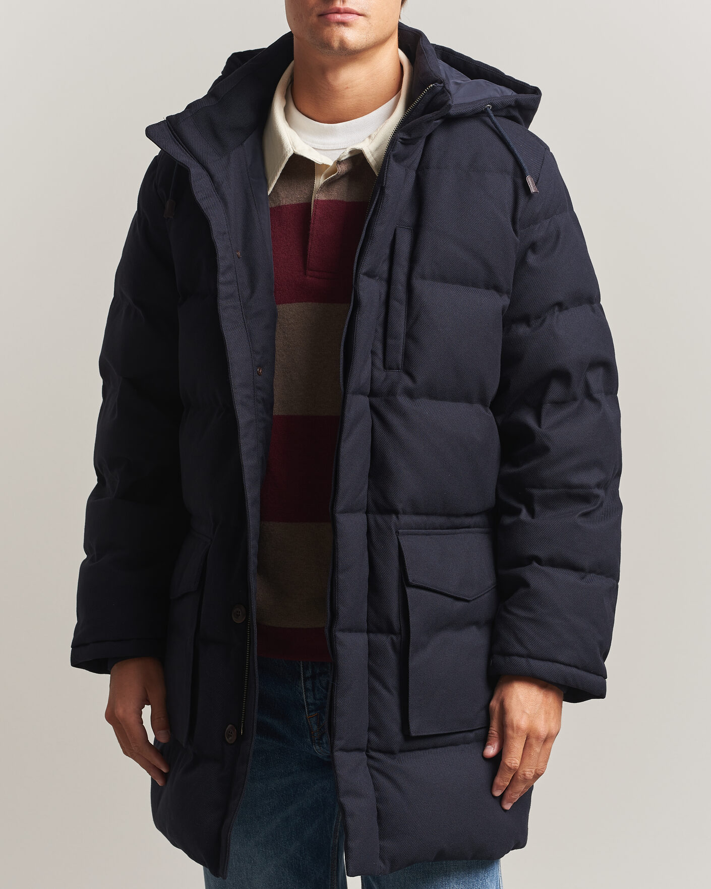 Herren | Jacken | Gant | Flannel Down Hooded Parka Evening Blue