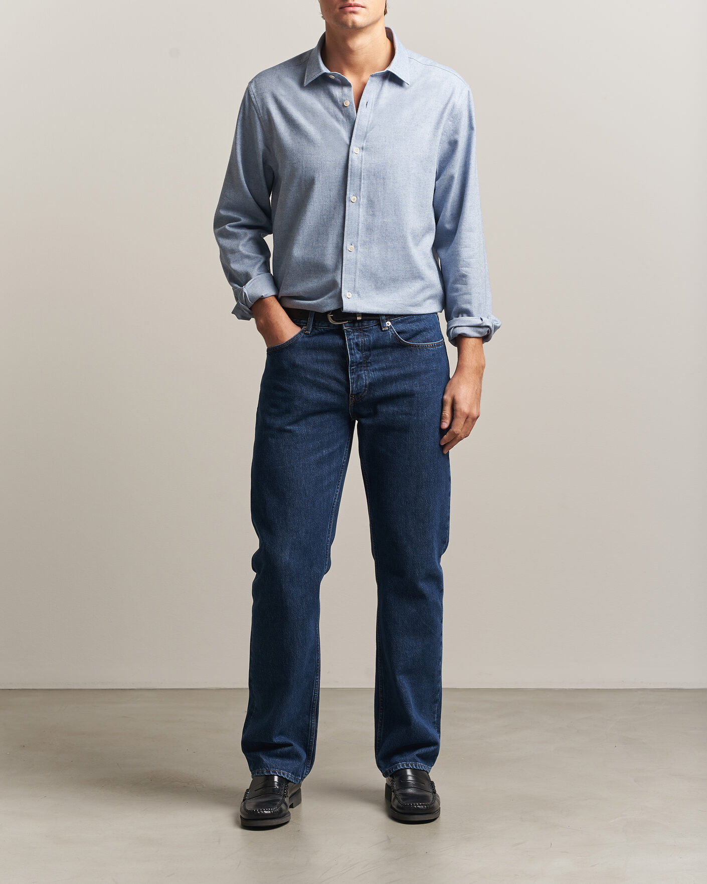 Herren | Hemden | Gant | Regular Fit Flannel Shirt Light Blue Melange