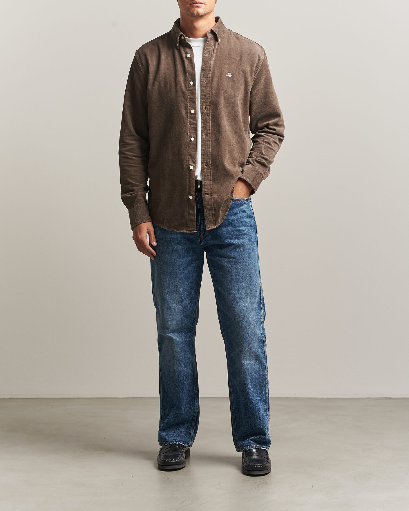 Herren | Hemden | Gant | Regular Fit Corduroy Shirt Faded Taupe