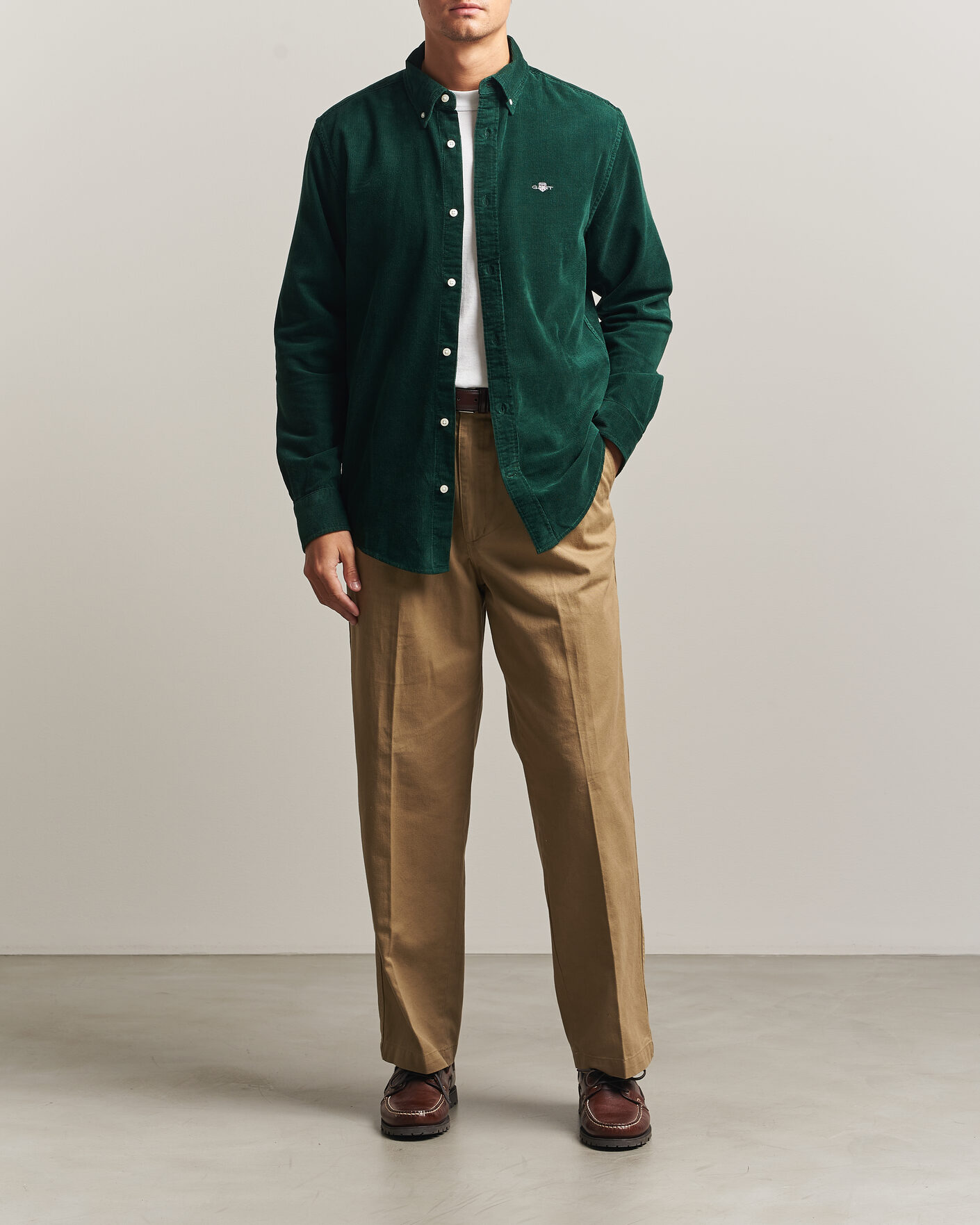 Herren | Hemden | Gant | Regular Fit Corduroy Shirt Tartan Green