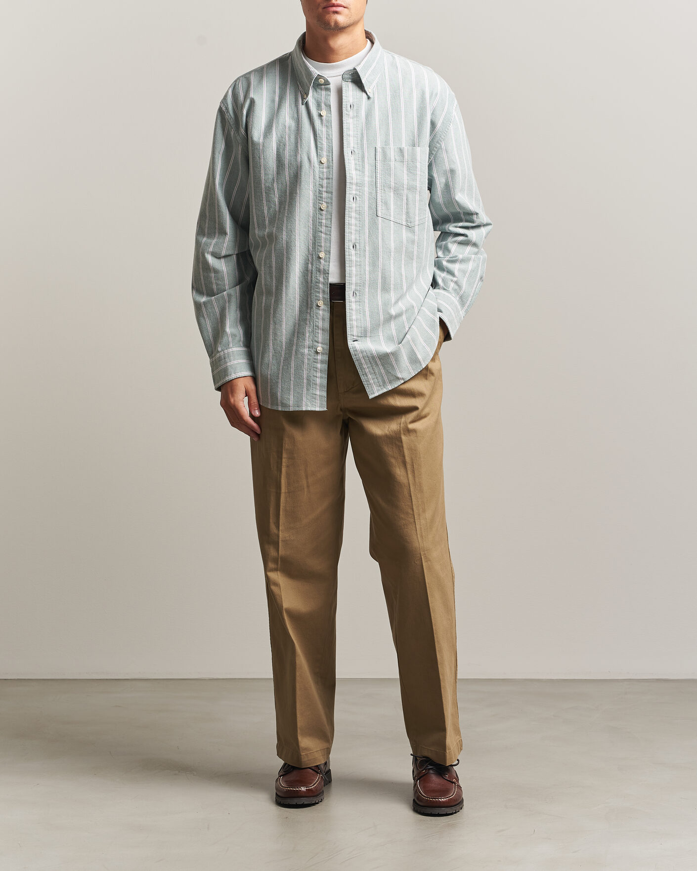 Herren | Hemden | Gant | Relaxed Fit Brushed Oxford Striped Shirt Dark Emerald