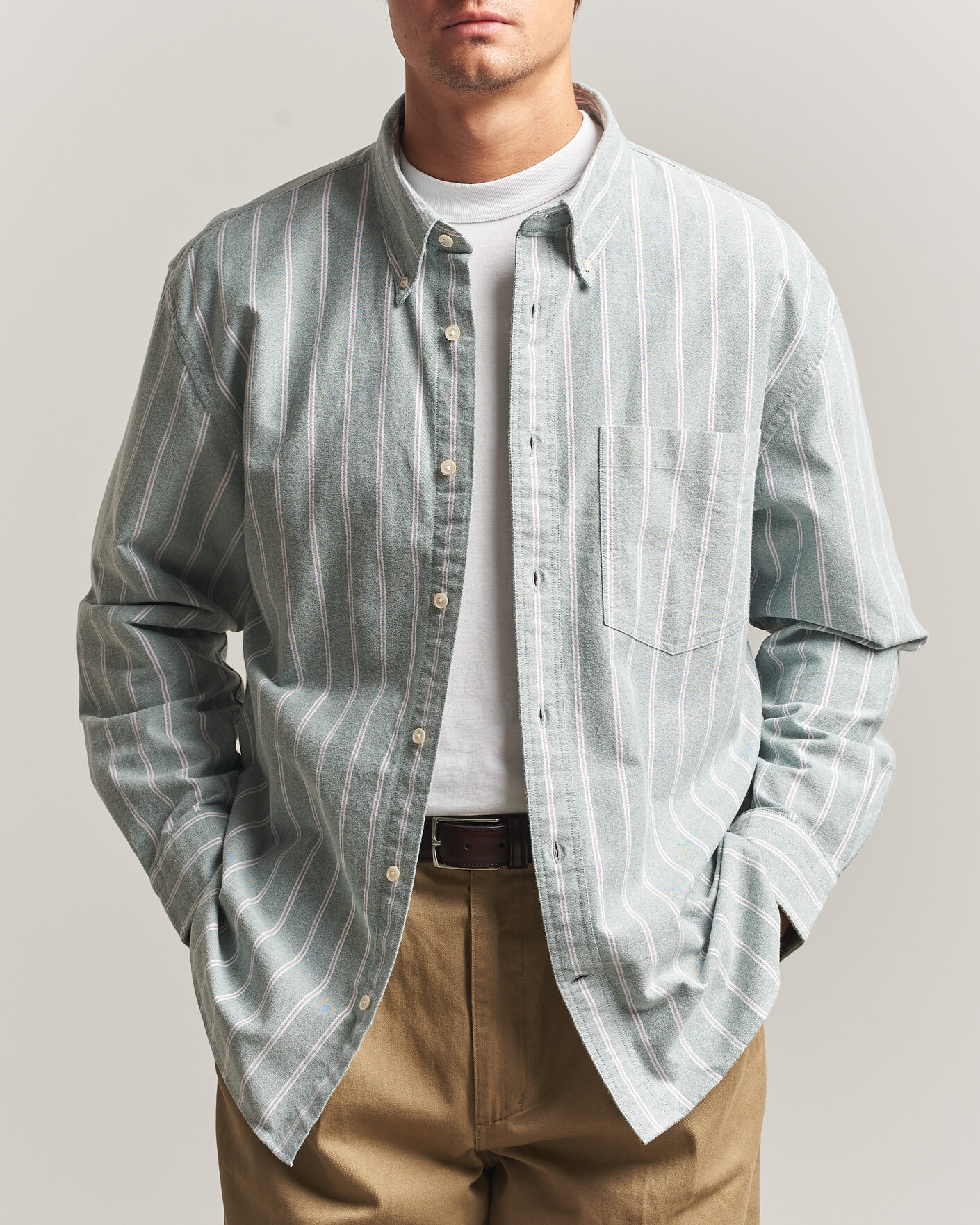 Herren | Hemden | Gant | Relaxed Fit Brushed Oxford Striped Shirt Dark Emerald
