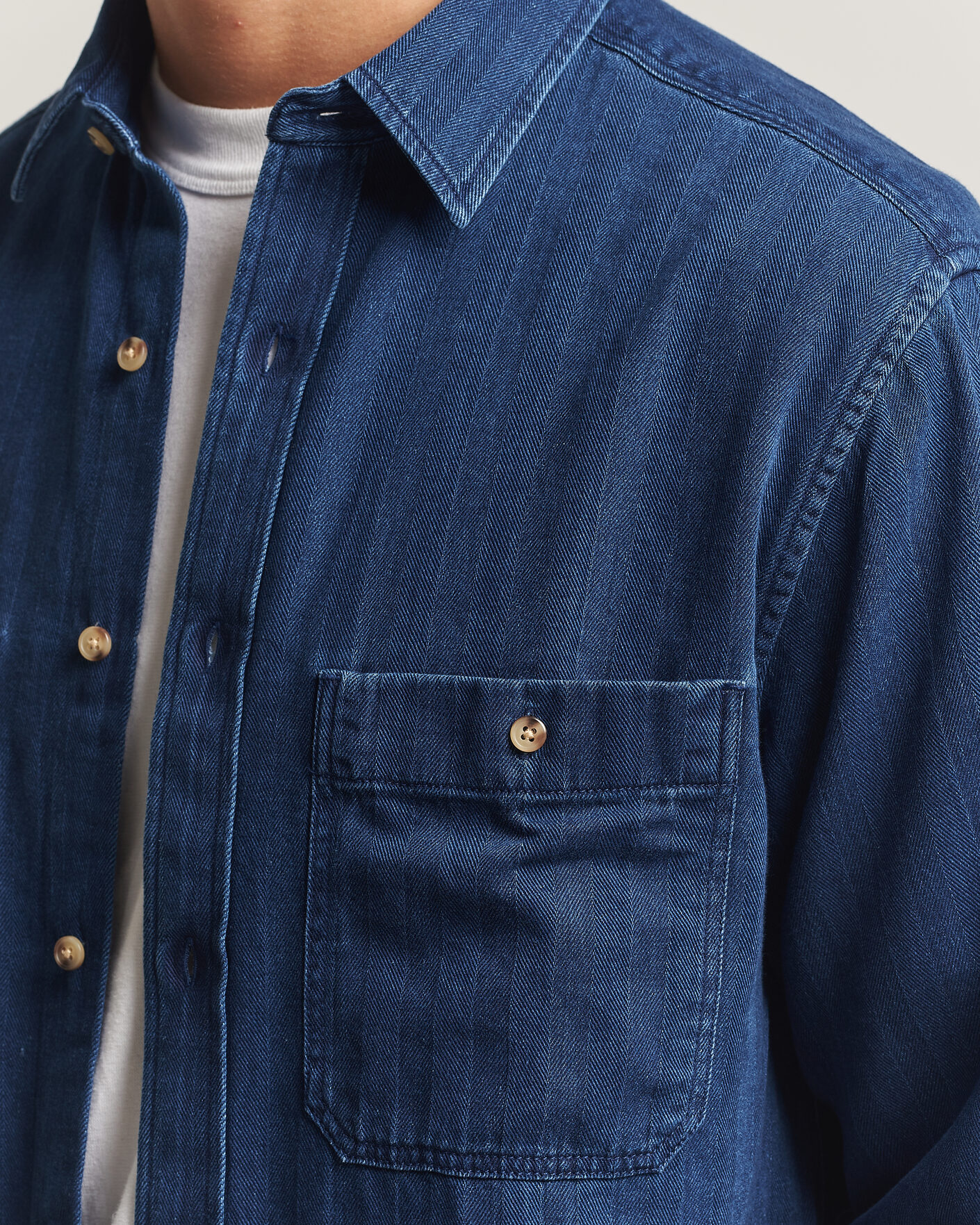 Herren | Hemden | Gant | Regular Fit Indigo Herringbone Overshirt Mid Blue