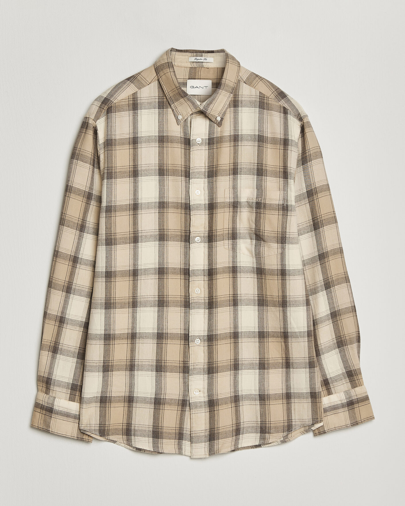 Herren | Hemden | Gant | Regular Fit Windblown Flannel Checked Shirt Dry Sand