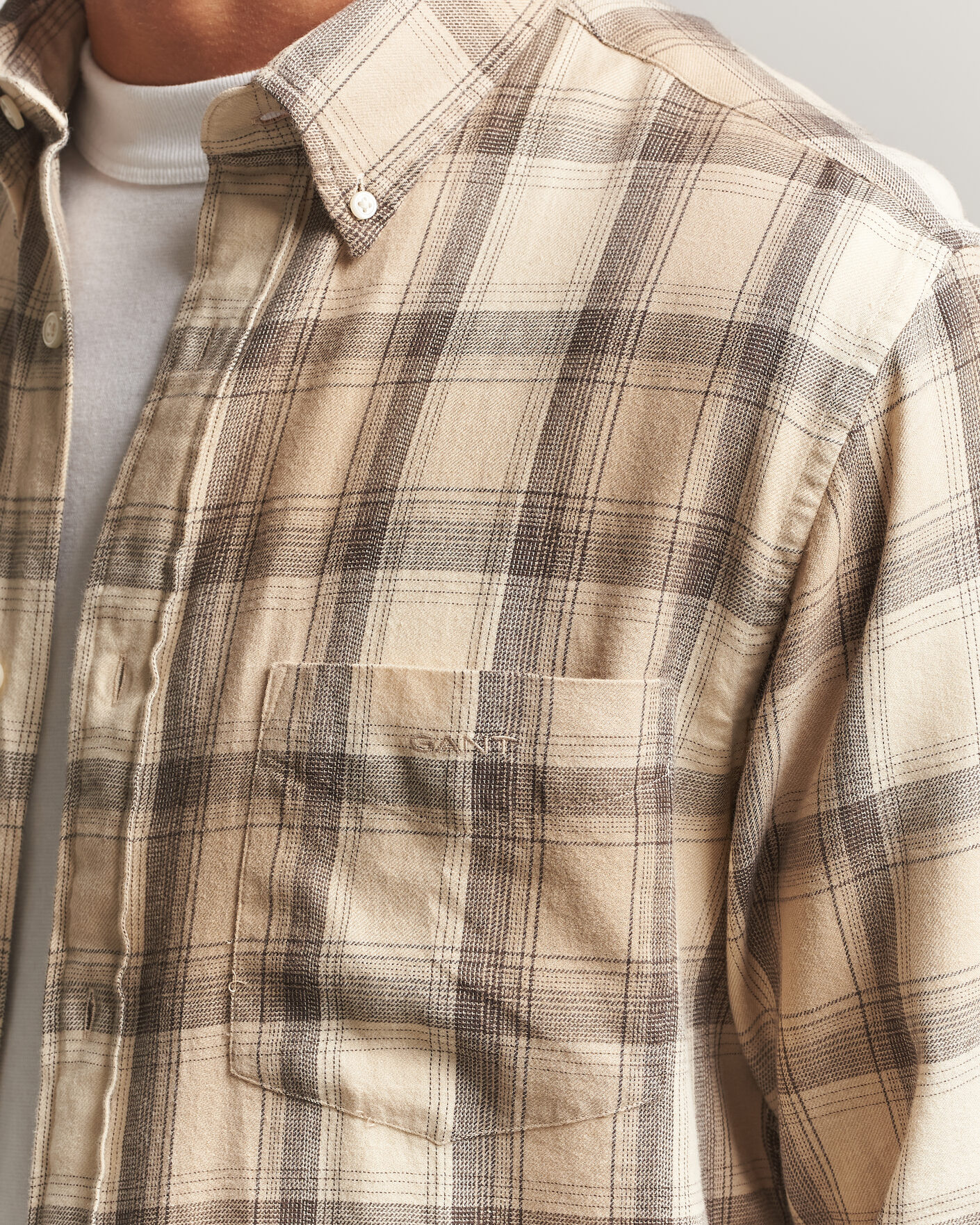 Herren | Hemden | Gant | Regular Fit Windblown Flannel Checked Shirt Dry Sand