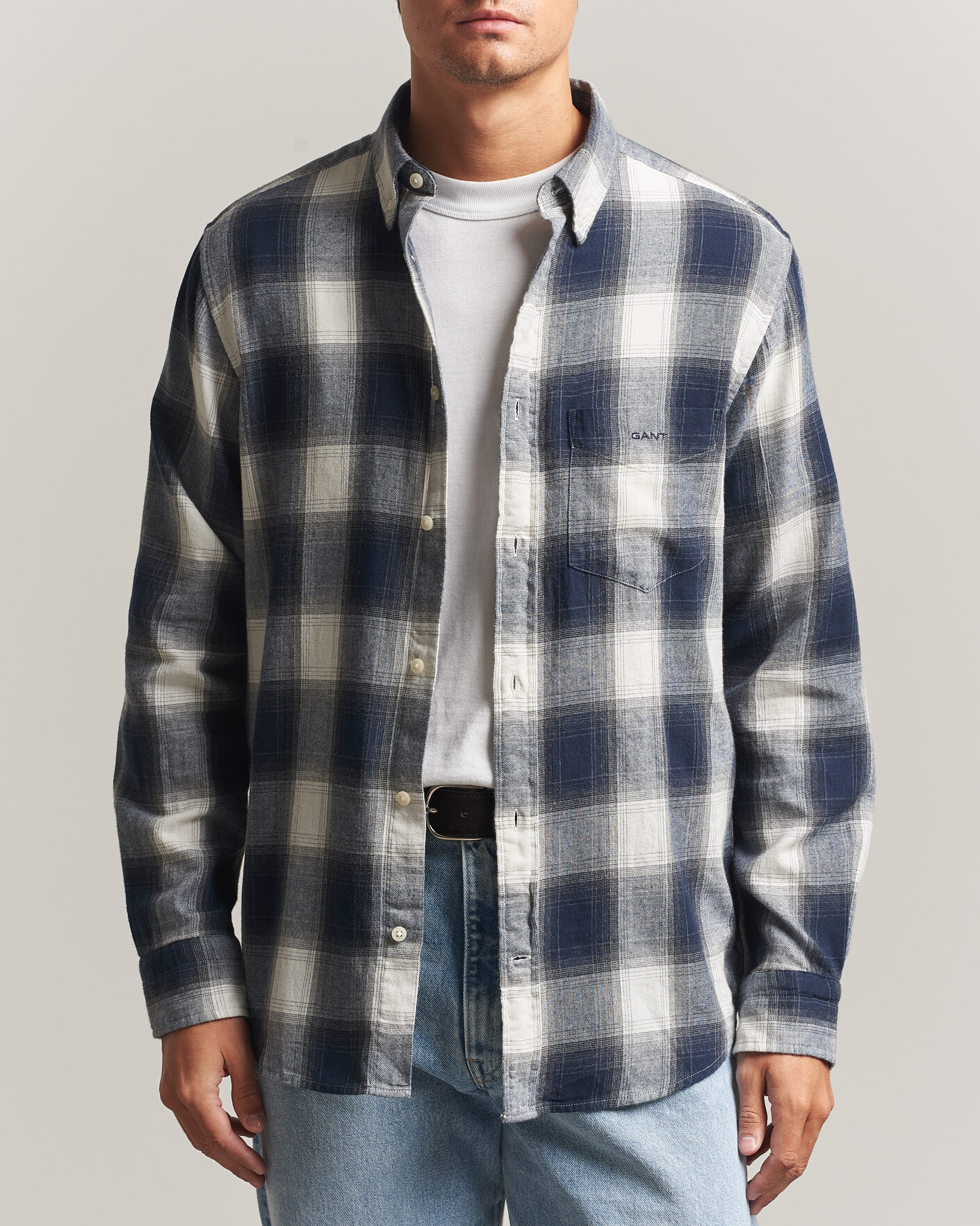 Herren | Hemden | Gant | Regular Fit Windblown Flannel Checked Shirt Evening Blue