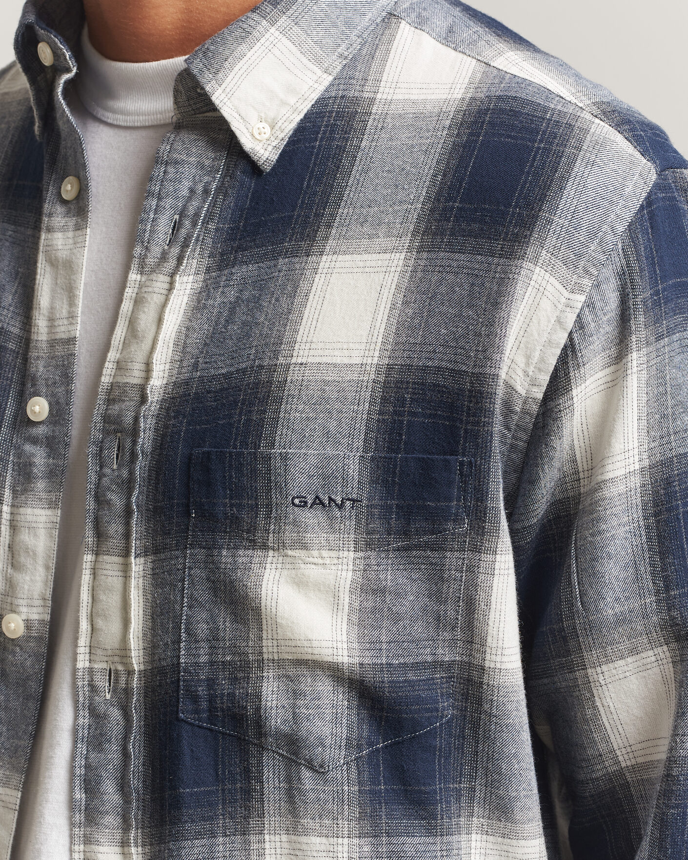 Herren | Hemden | Gant | Regular Fit Windblown Flannel Checked Shirt Evening Blue