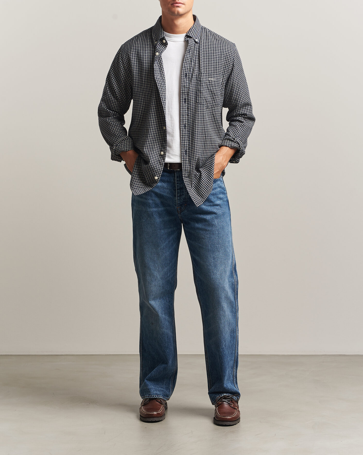 Herren | Hemden | Gant | Regular Fit Windblown Flannel Checked Shirt Evening Blue