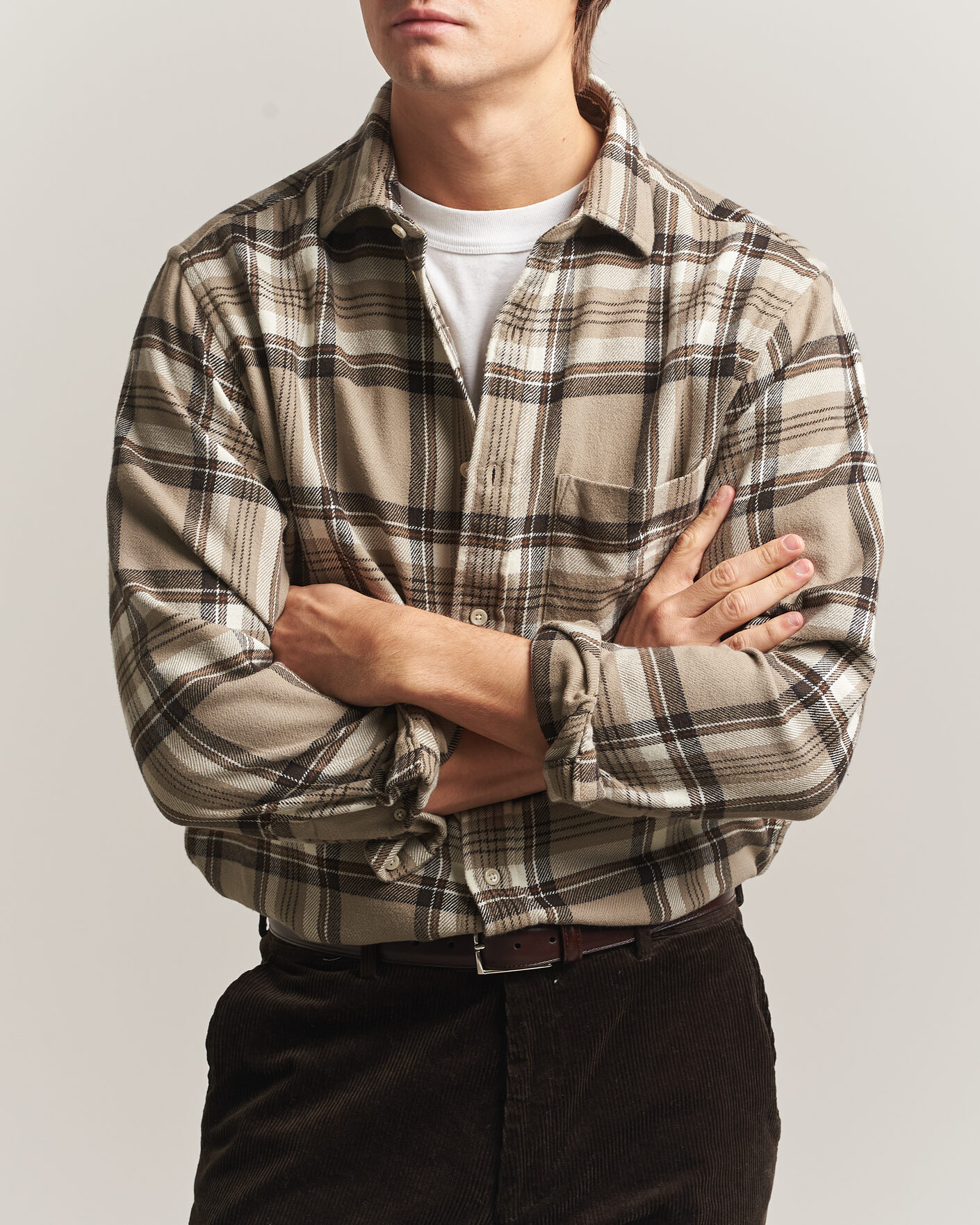 Herren | Hemden | Gant | Regular Fit Flannel Checked Overshirt Mist Taupe