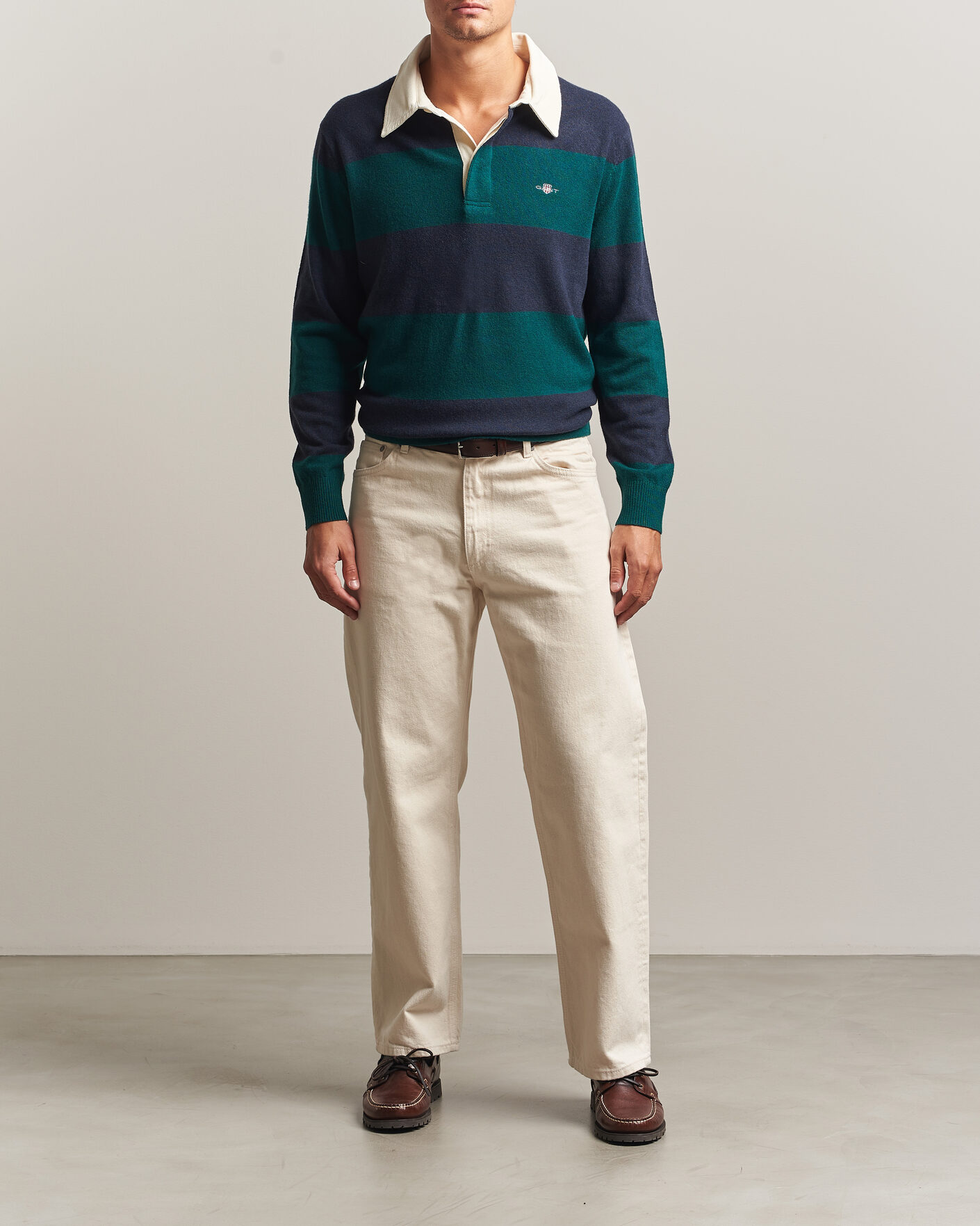 Herren | Pullover | Gant | Lambswool Barstriped Rugger Dark Emerald