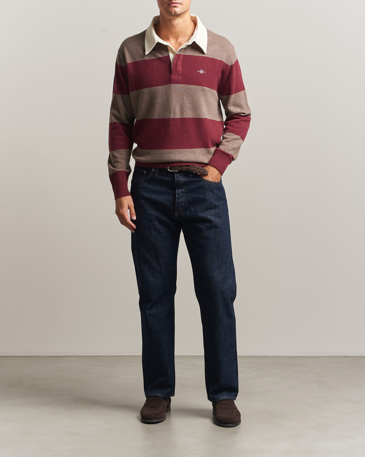 Herren | Pullover | Gant | Lambswool Barstriped Rugger Deep Grape Wine