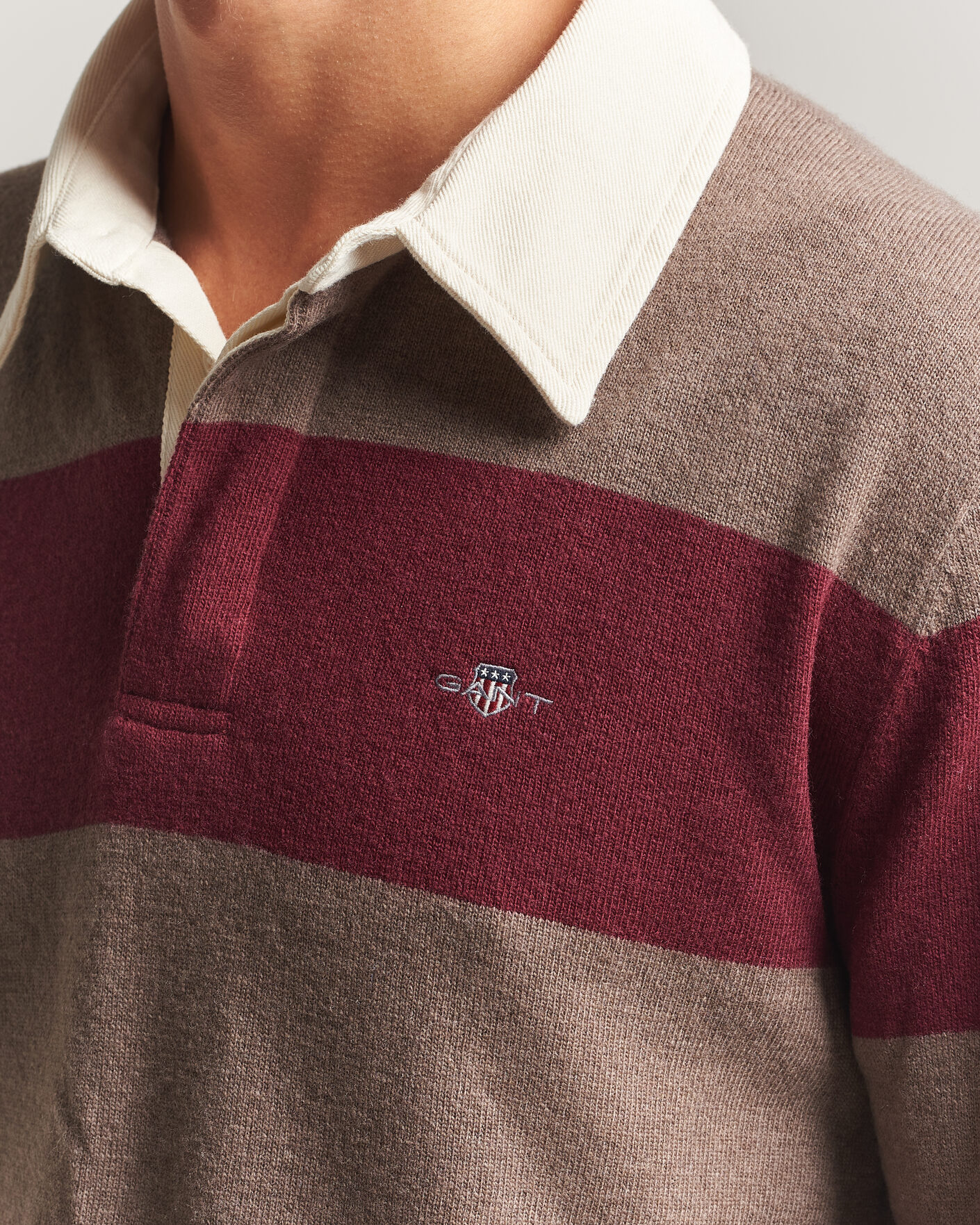 Herren | Pullover | Gant | Lambswool Barstriped Rugger Deep Grape Wine