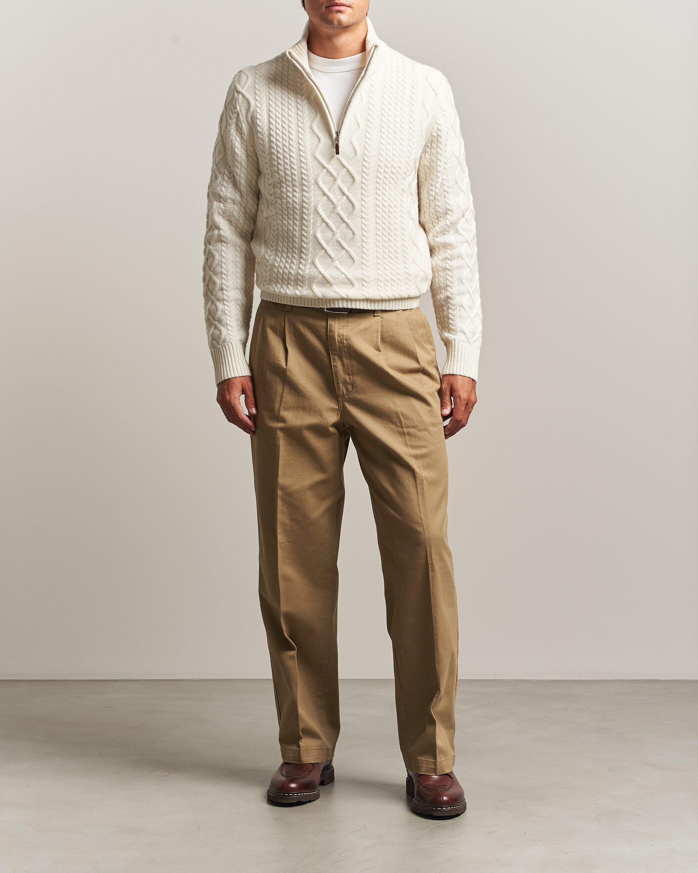 Herren | Pullover | Gant | Wool Cable Knitted Half Zip Cream