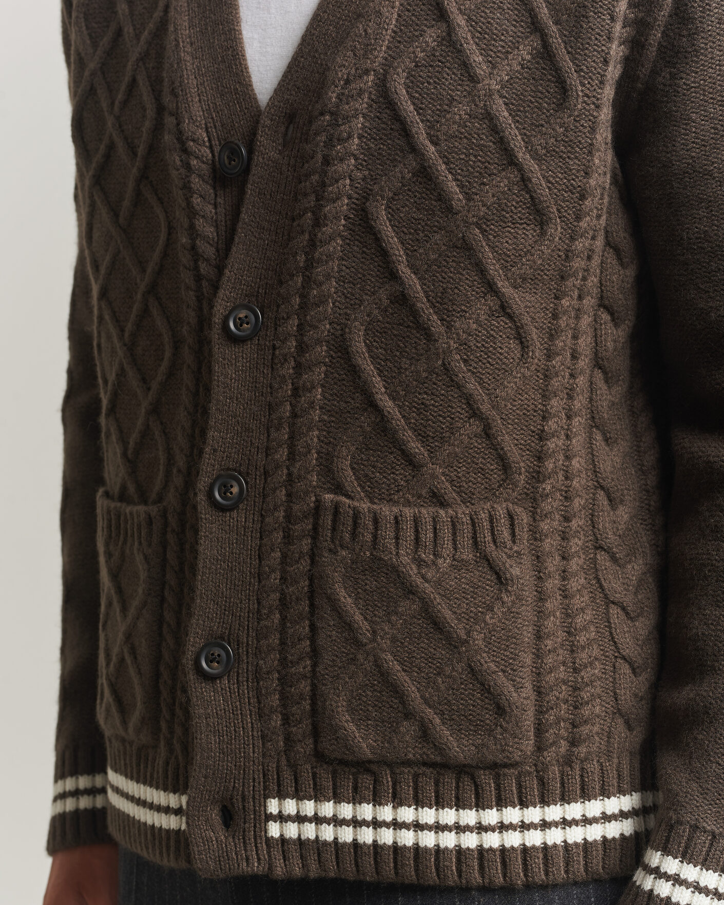Herren | Pullover | Gant | Wool Cable Knitted Cardigan Shadow Brown