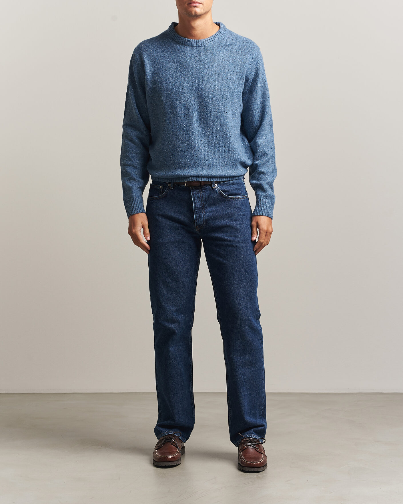 Herren | Pullover | Gant | Neps Wool Crew Neck Sweater Blue Horizon