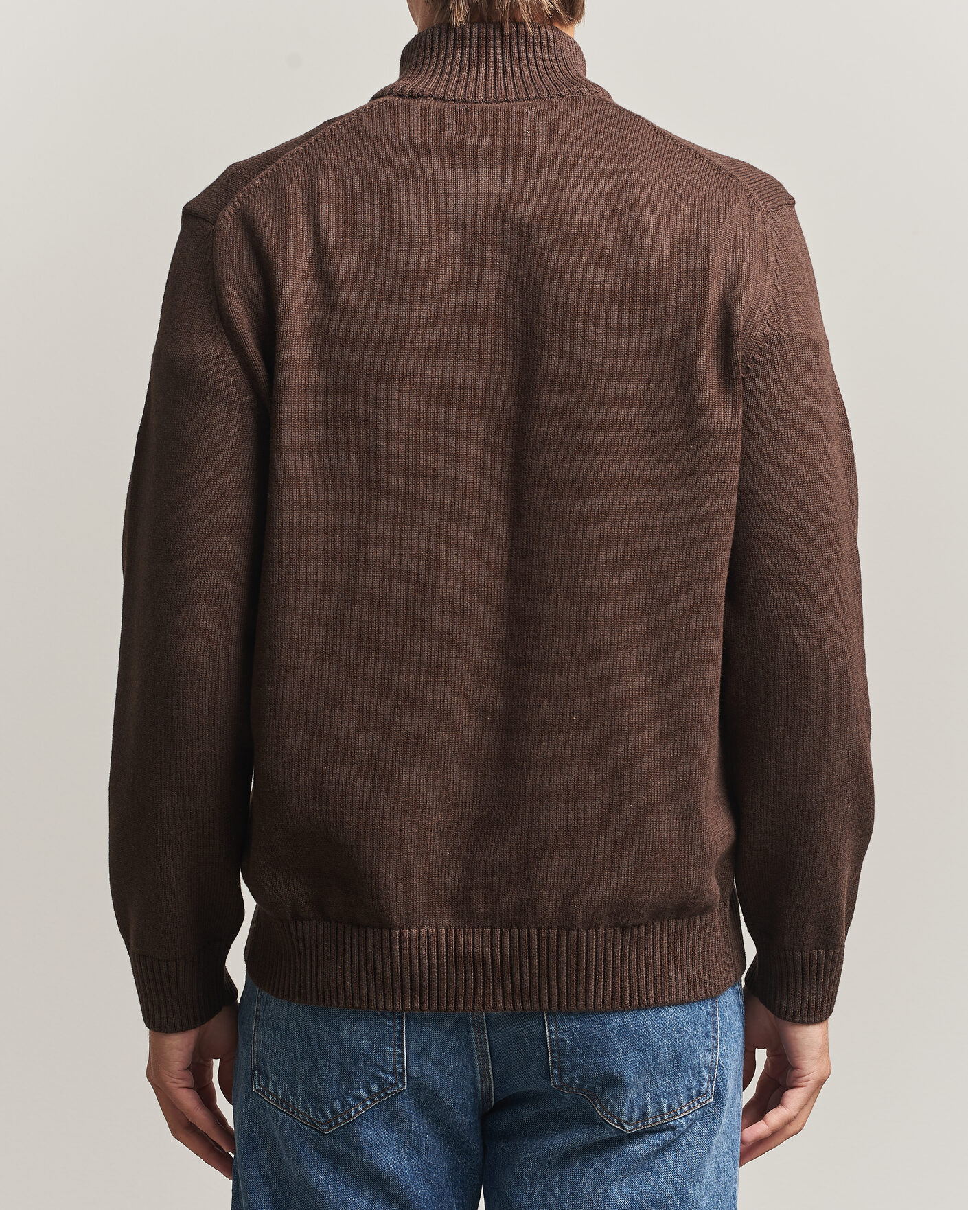 Herren | Pullover | Gant | Casual Cotton Half Zip Black Brown Melange