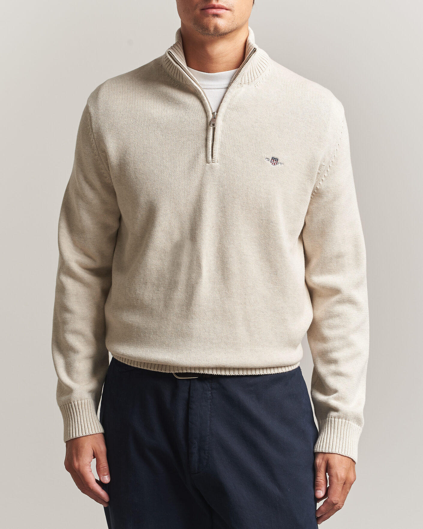 Herren | Pullover | Gant | Casual Cotton Half Zip Seed Melange