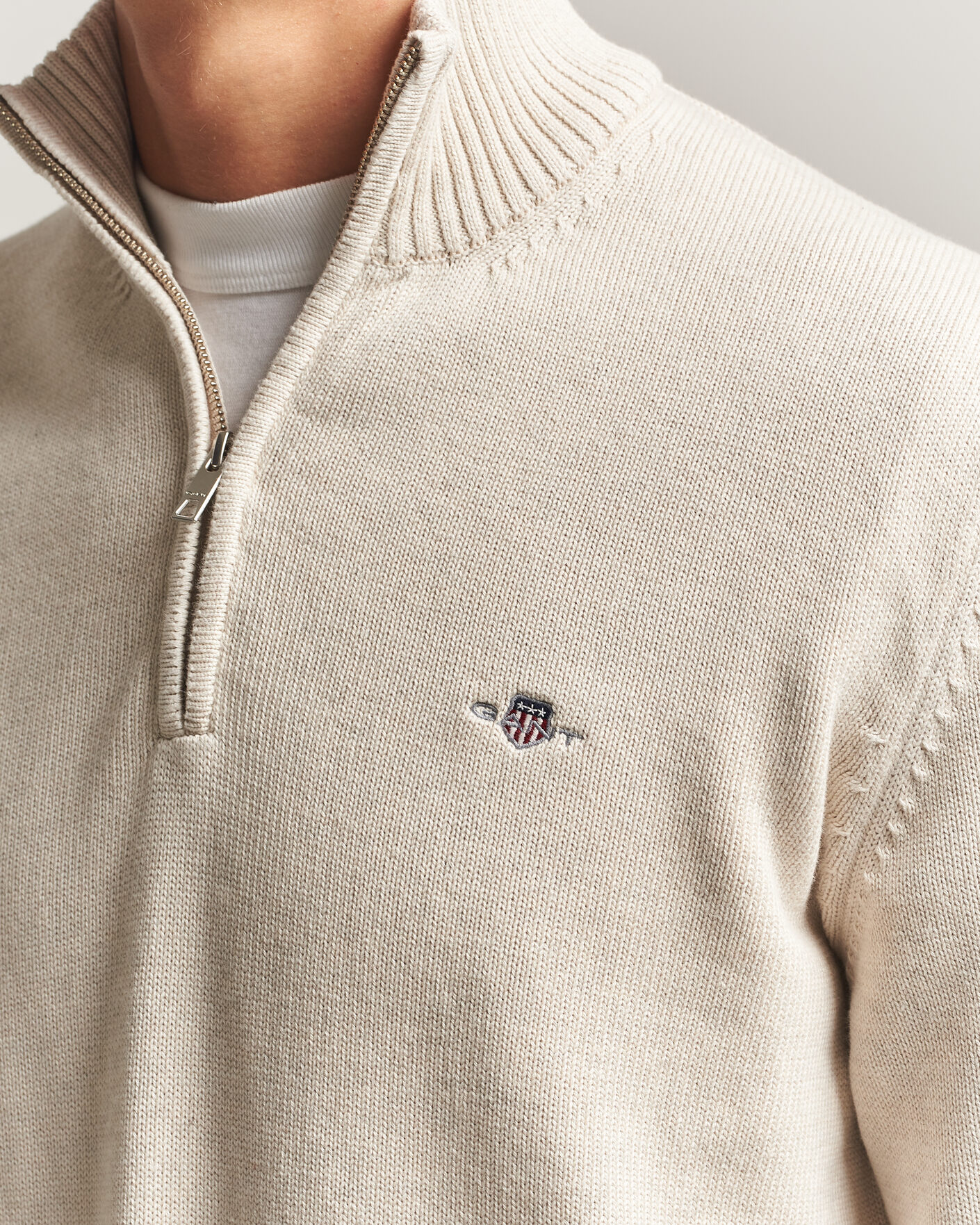 Herren | Pullover | Gant | Casual Cotton Half Zip Seed Melange