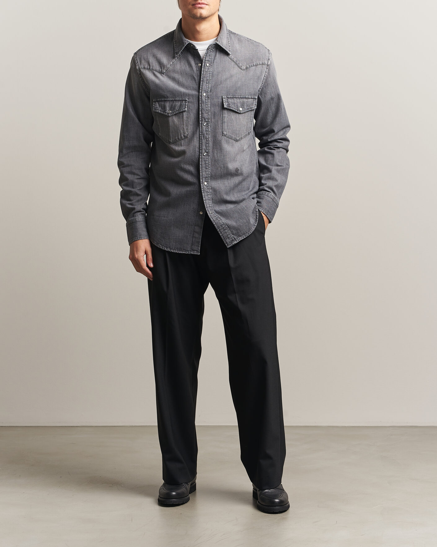 Herren | Hemden | Jacob Cohën | Denim Western Pocket Overshirt Grey