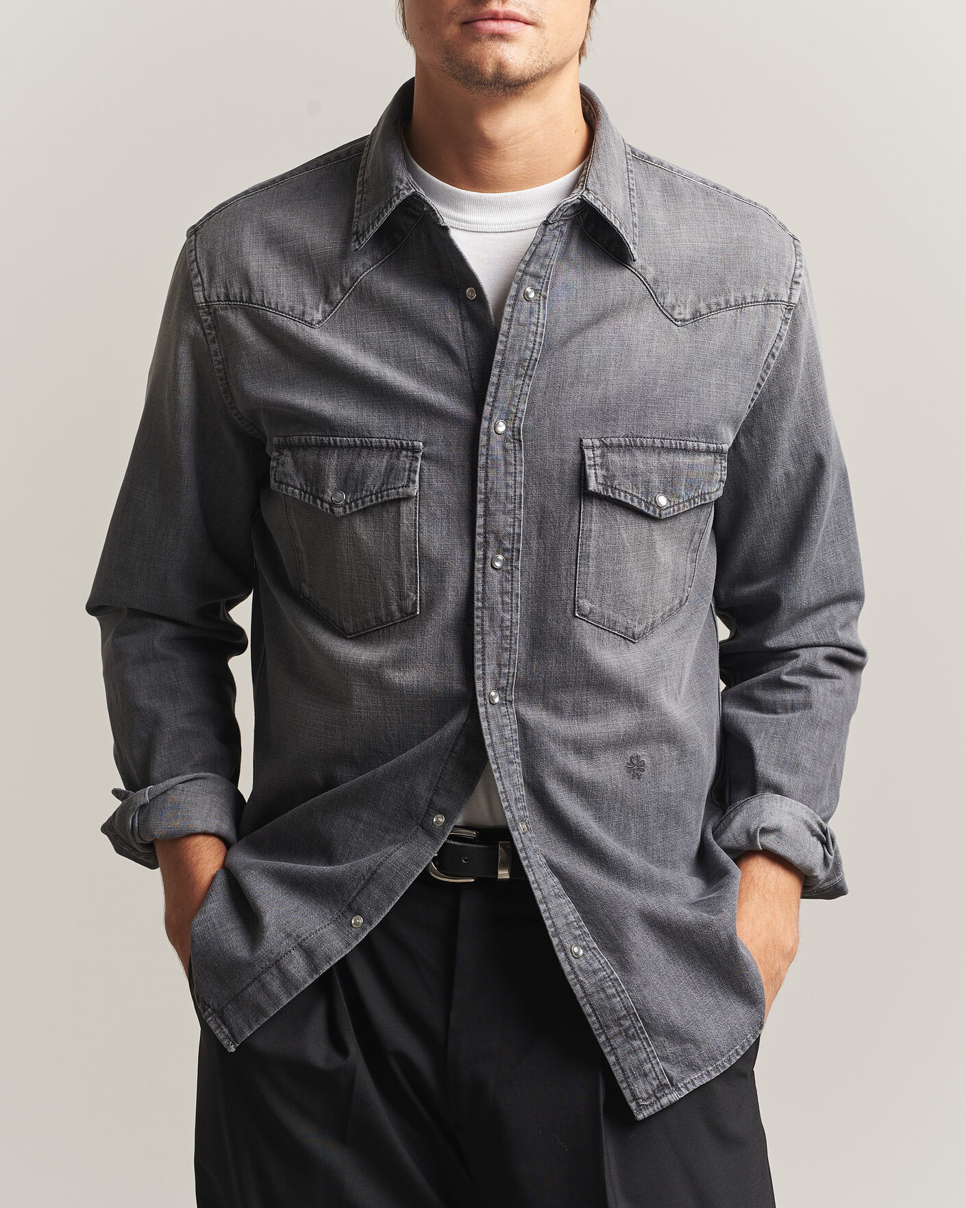 Herren | Hemden | Jacob Cohën | Denim Western Pocket Overshirt Grey