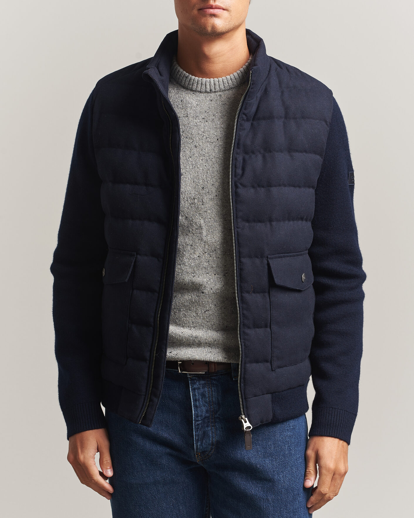 Herren | Jacken | Gant | Padded Hybrid Flannel Jacket Evening Blue