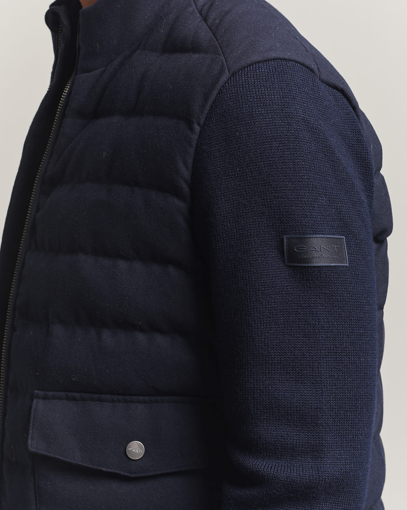 Herren | Jacken | Gant | Padded Hybrid Flannel Jacket Evening Blue