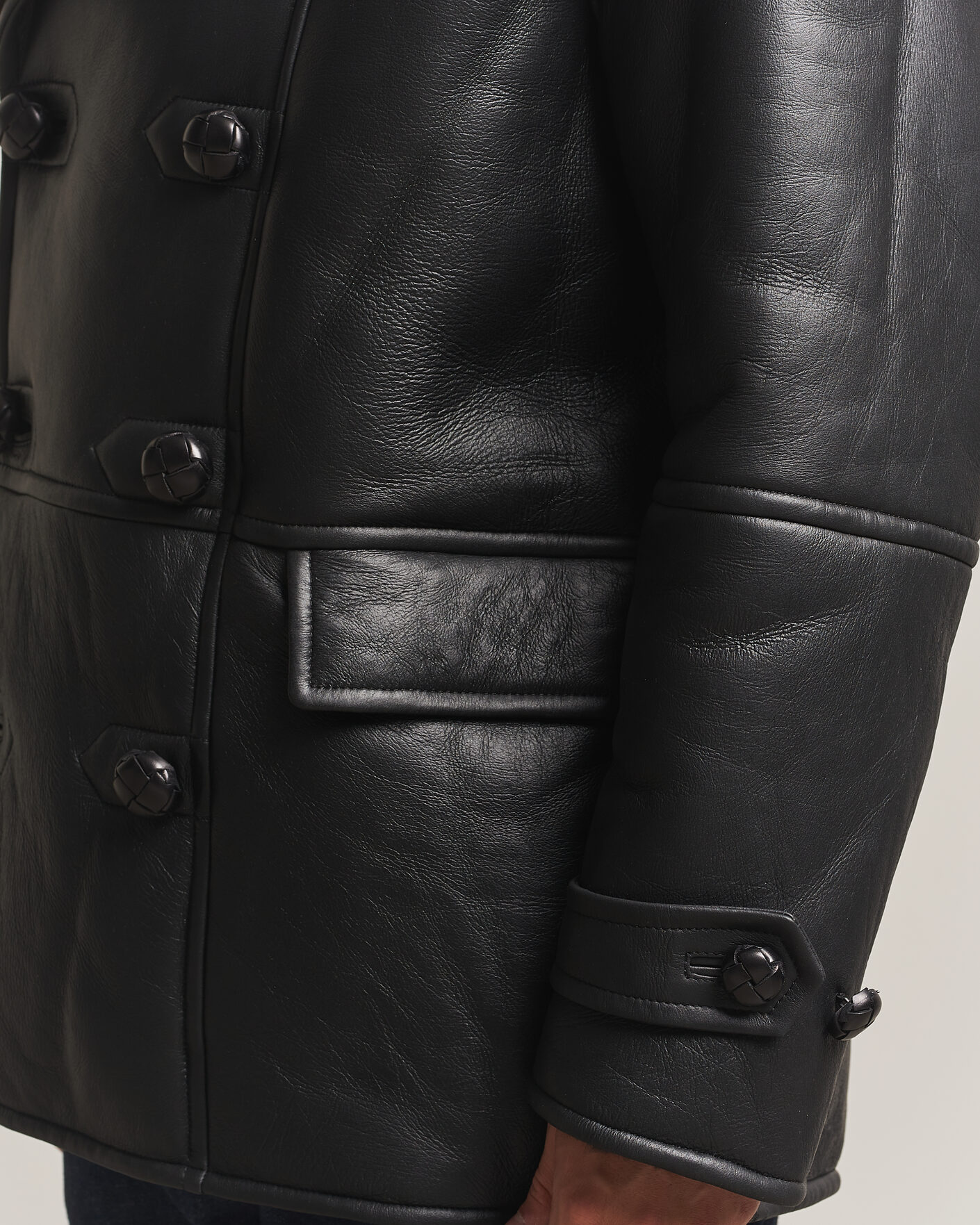 Herren | Jacken | Gant | Shearling Leather Peacoat Black