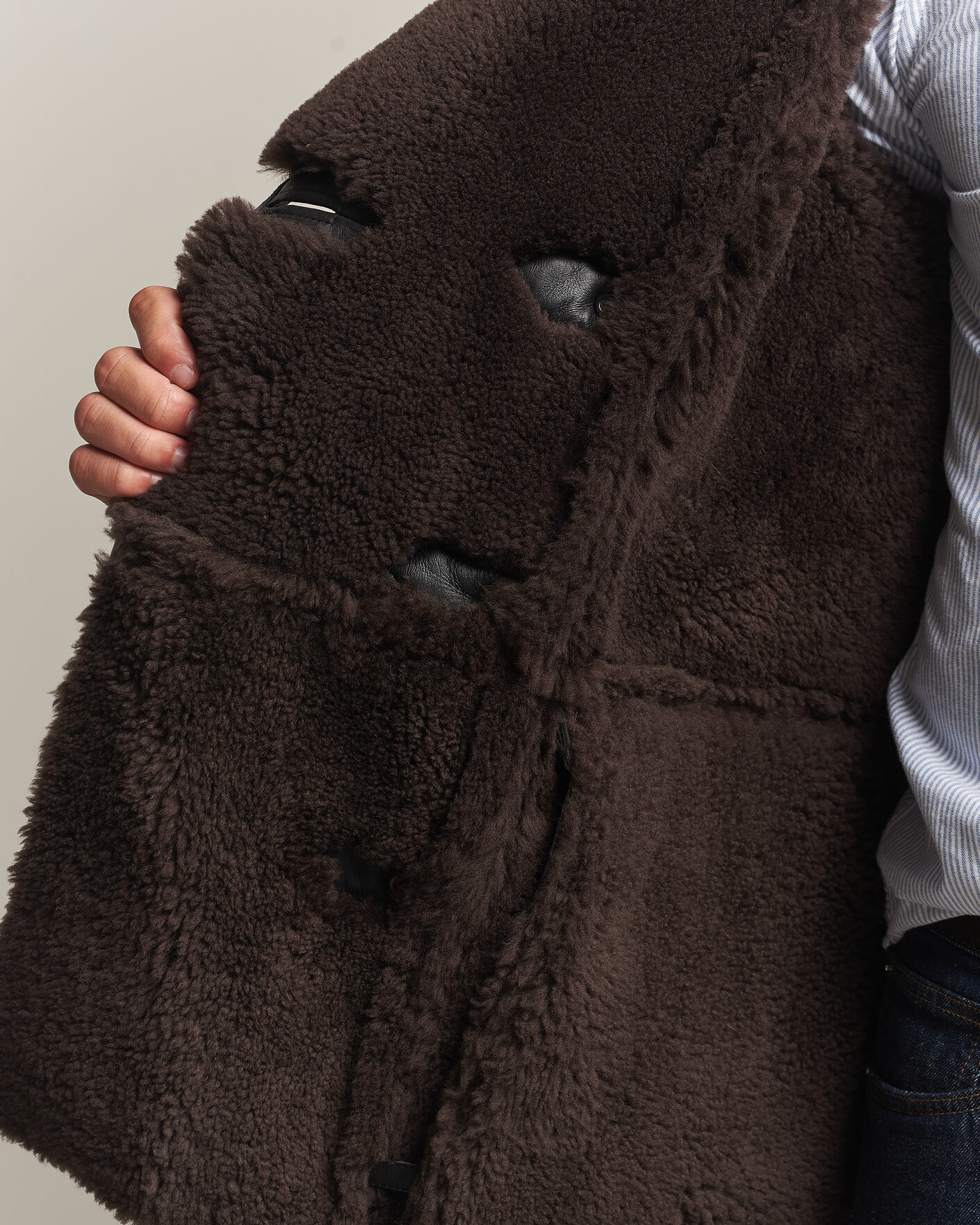 Herren | Jacken | Gant | Shearling Leather Peacoat Black