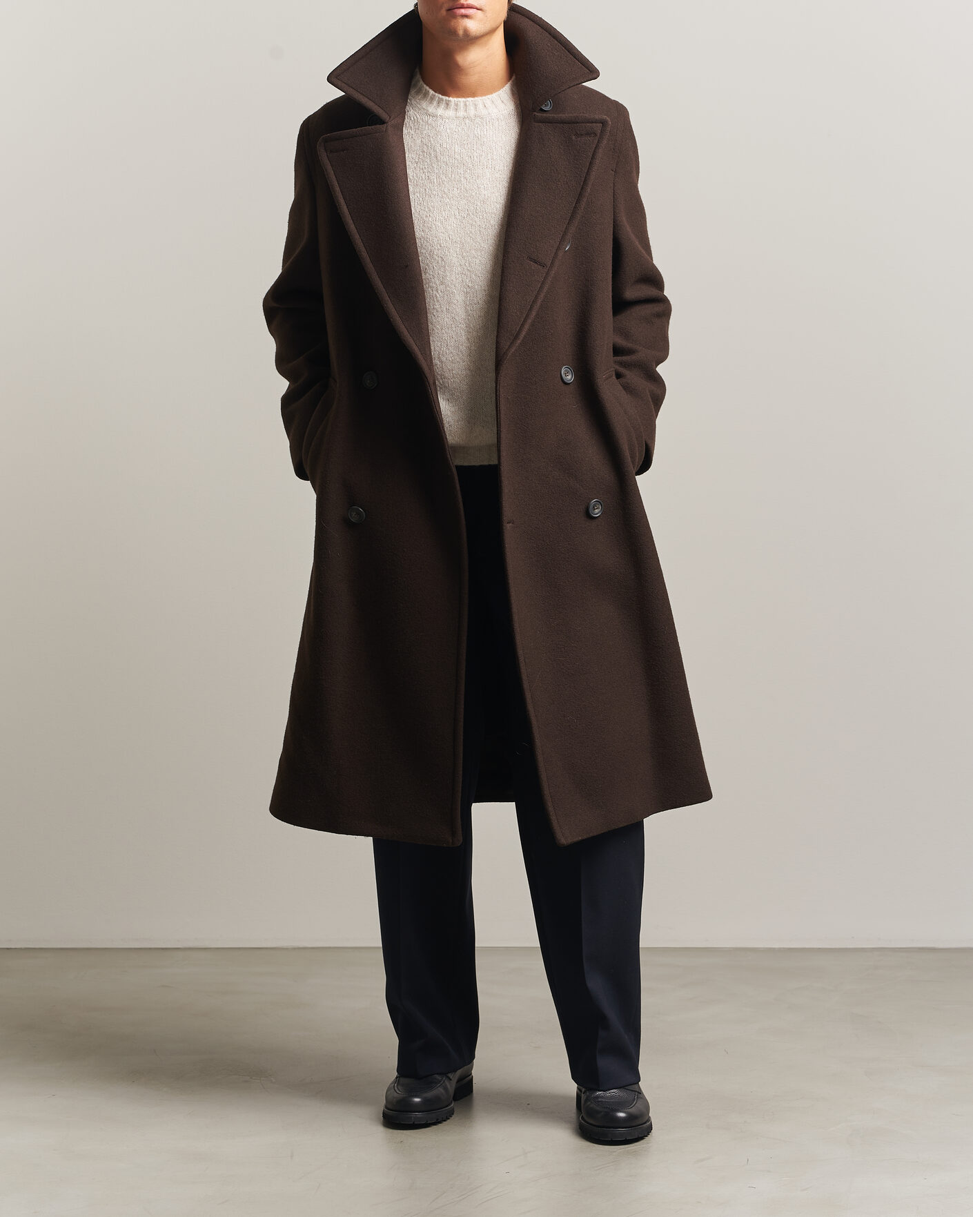Herren | Jacken | Gant | Wool Double Breasted Belted Coat Black Brown