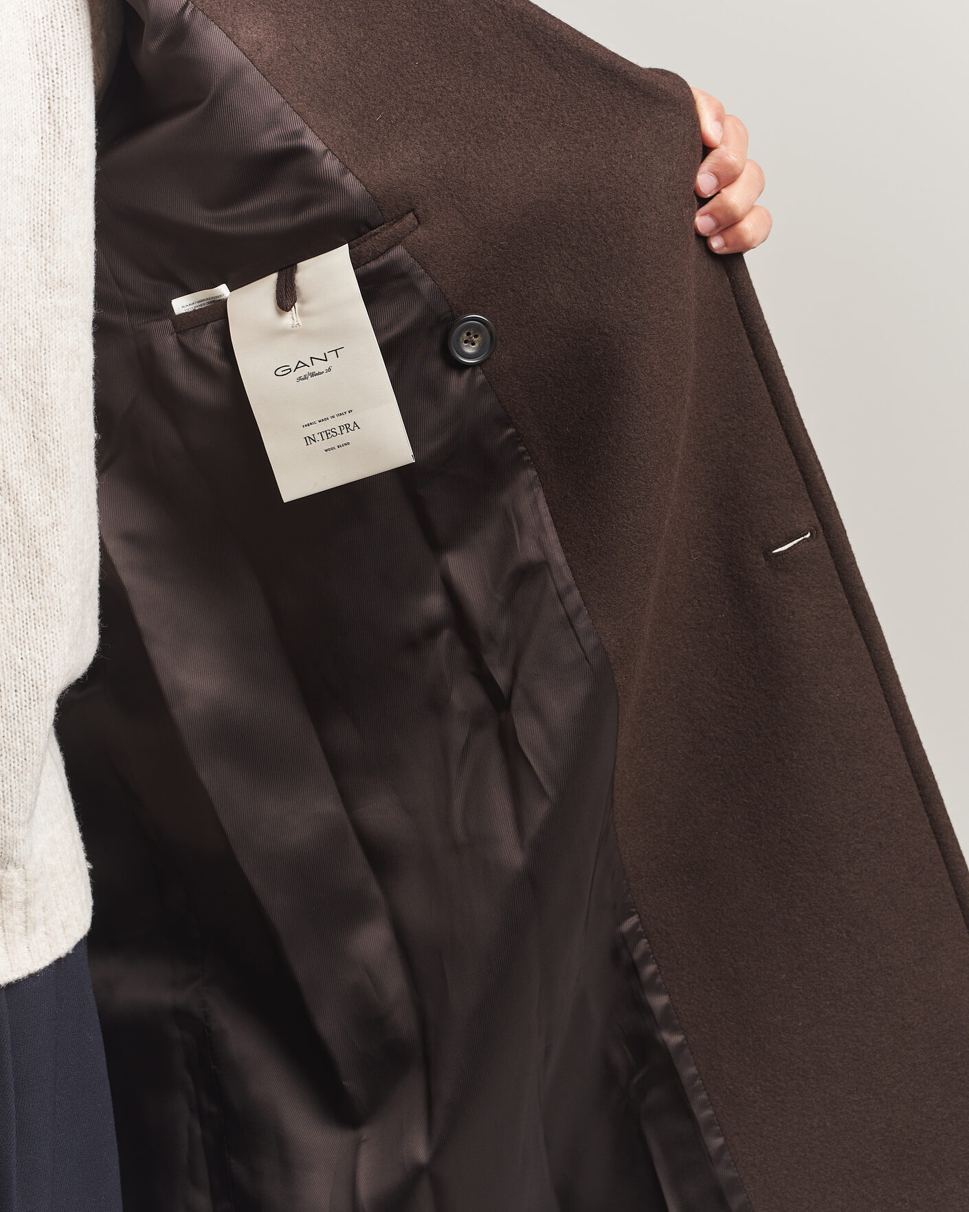 Herren | Jacken | Gant | Wool Double Breasted Belted Coat Black Brown