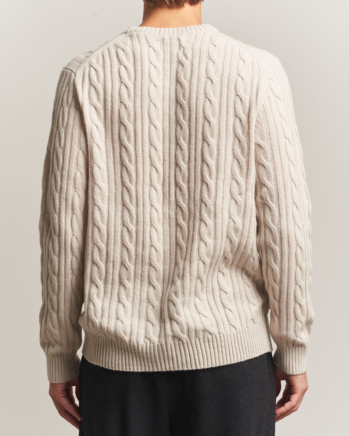 Herren | Pullover | Gant | Lambswool Cable Crew Neck Clay Beige