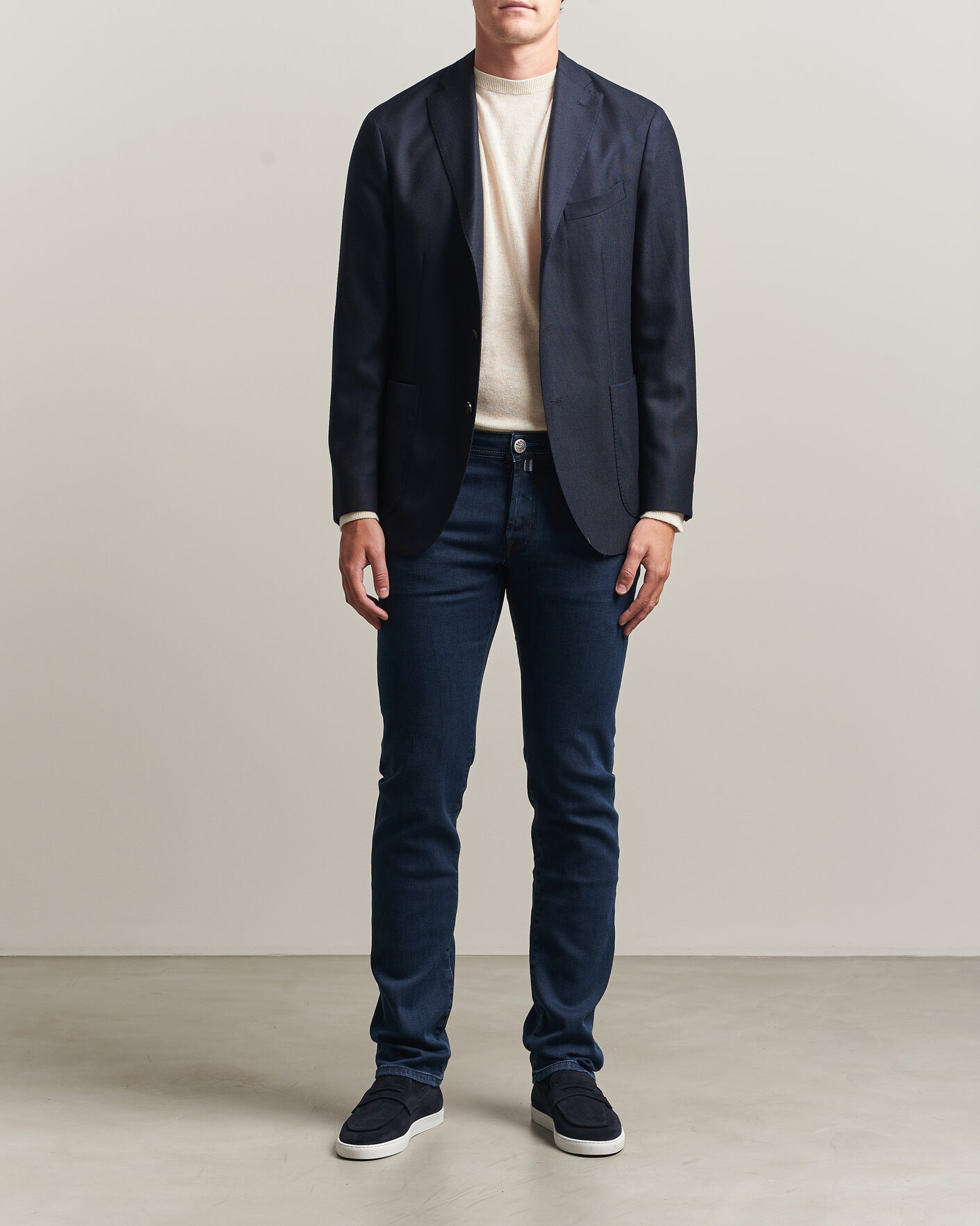 Herren | Jeans | Jacob Cohën | Nick Slim Fit Washed Stretch Jeans Dark Blue