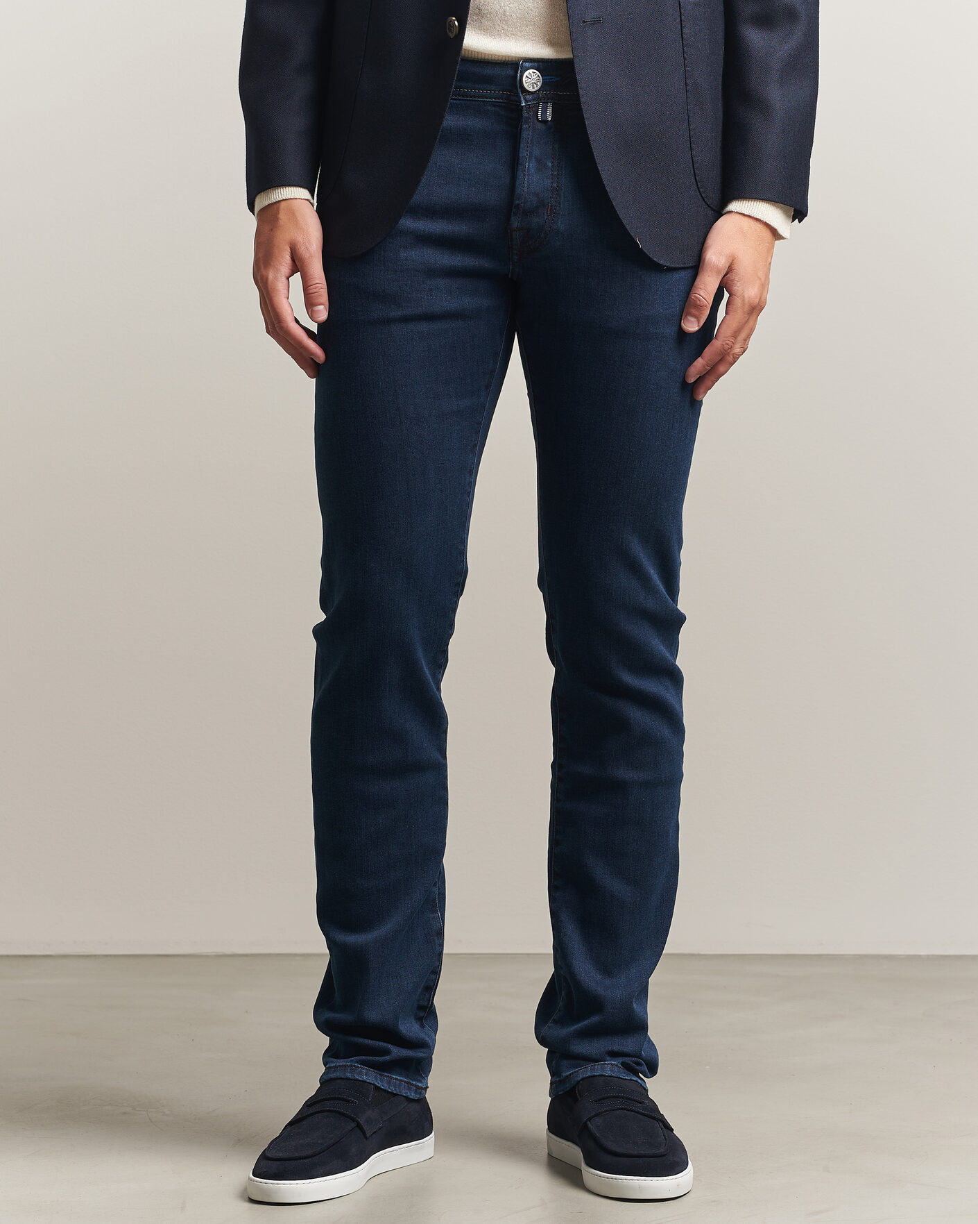 Herren | Jeans | Jacob Cohën | Nick Slim Fit Washed Stretch Jeans Dark Blue