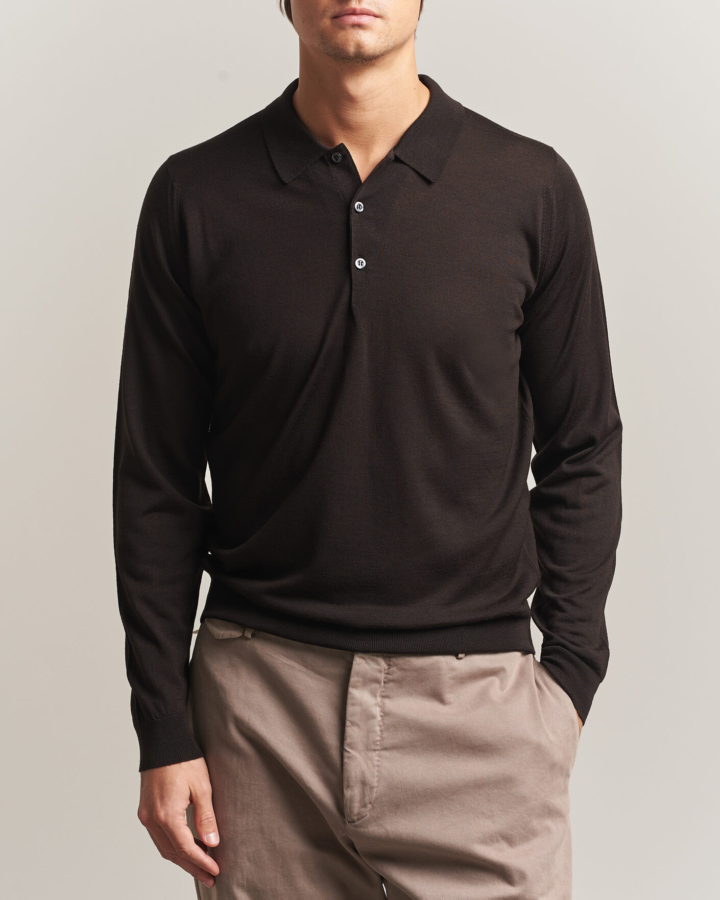 Herren | Pullover | John Smedley | Belper Extra Fine Merino Polo Pullover Faulkner Brown