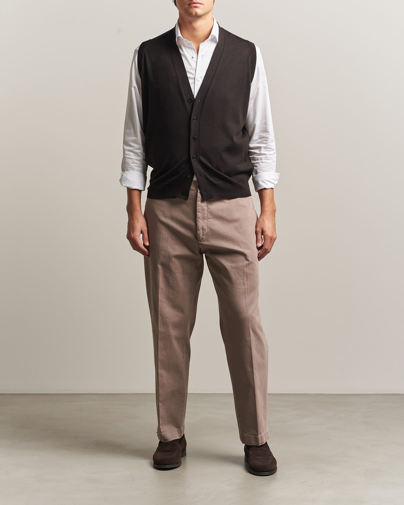 Herren | Pullover | John Smedley | Bolton Extra Fine Merino Waistcoat Faulkner Brown