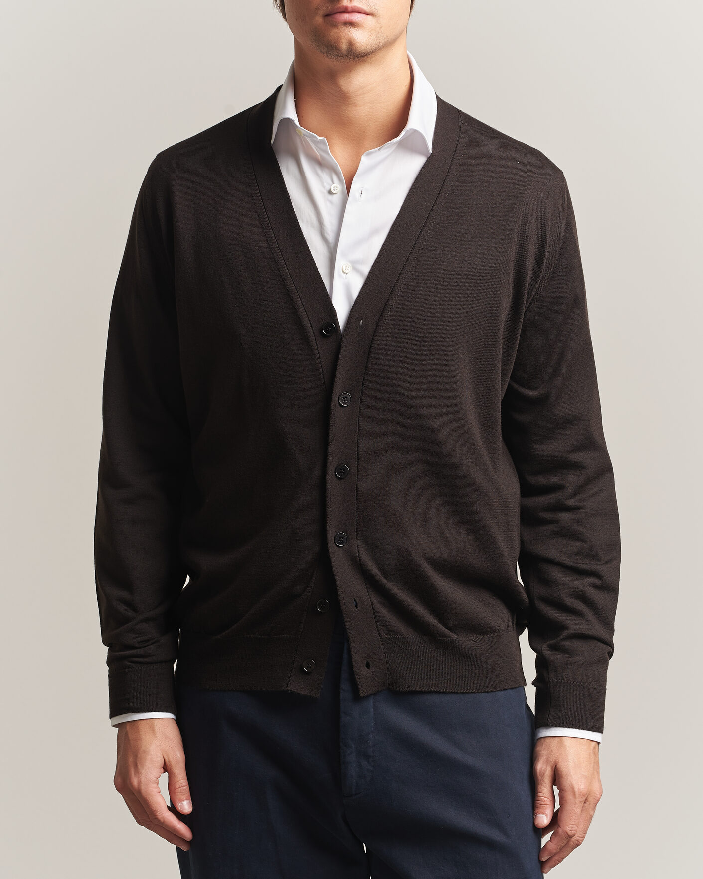 Herren | Pullover | John Smedley | Bradrick Extra Fine Merino Cardigan Faulkner Brown