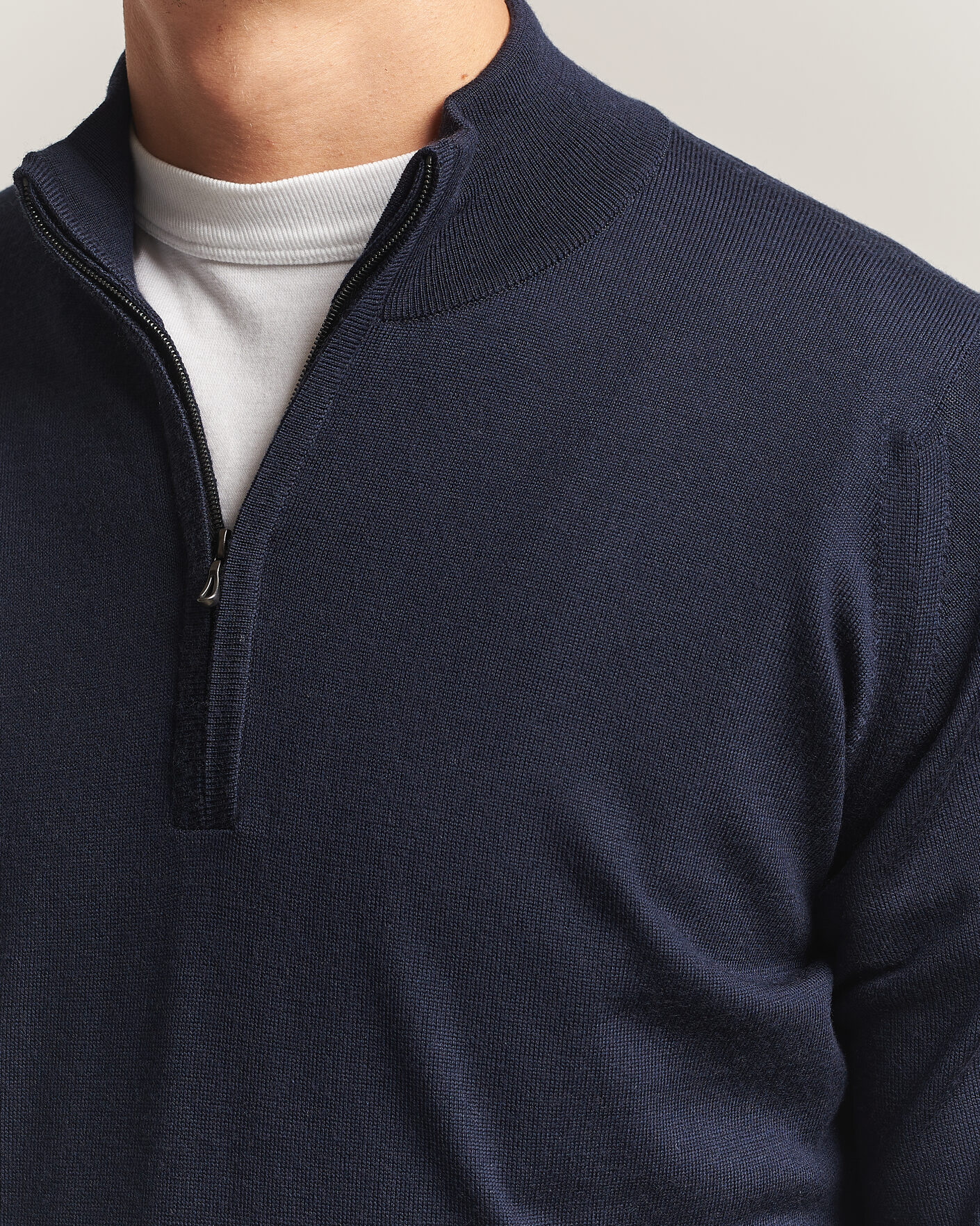 Herren | Pullover | John Smedley | Tapton Extra Fine Merino Half Zip Midnight