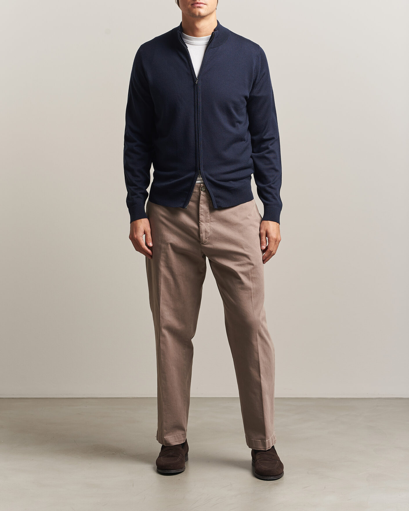 Herren | Pullover | John Smedley | Claygate Extra Fine Merino Full Zip Midnight