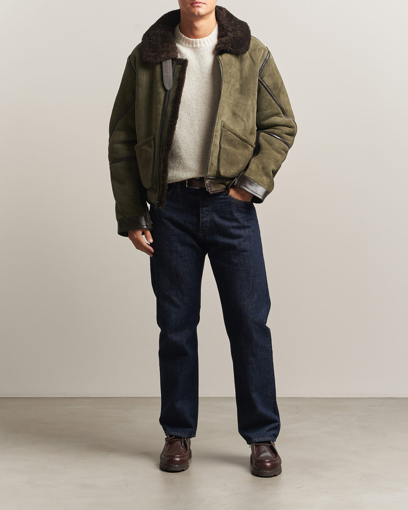 Herren | Jacken | Polo Ralph Lauren | Suede Leather Flight Jacket Myrtle Green