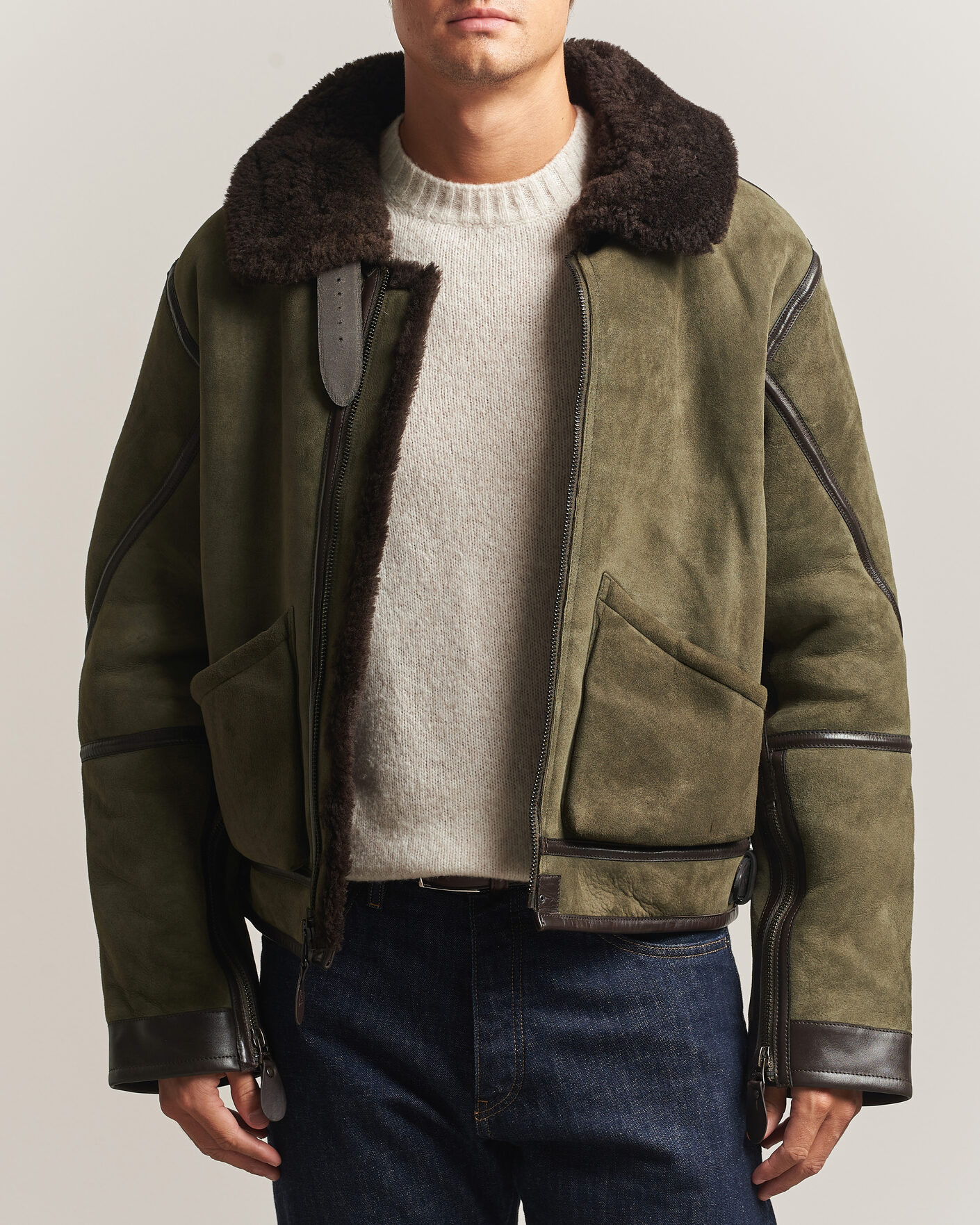 Herren | Jacken | Polo Ralph Lauren | Suede Leather Flight Jacket Myrtle Green