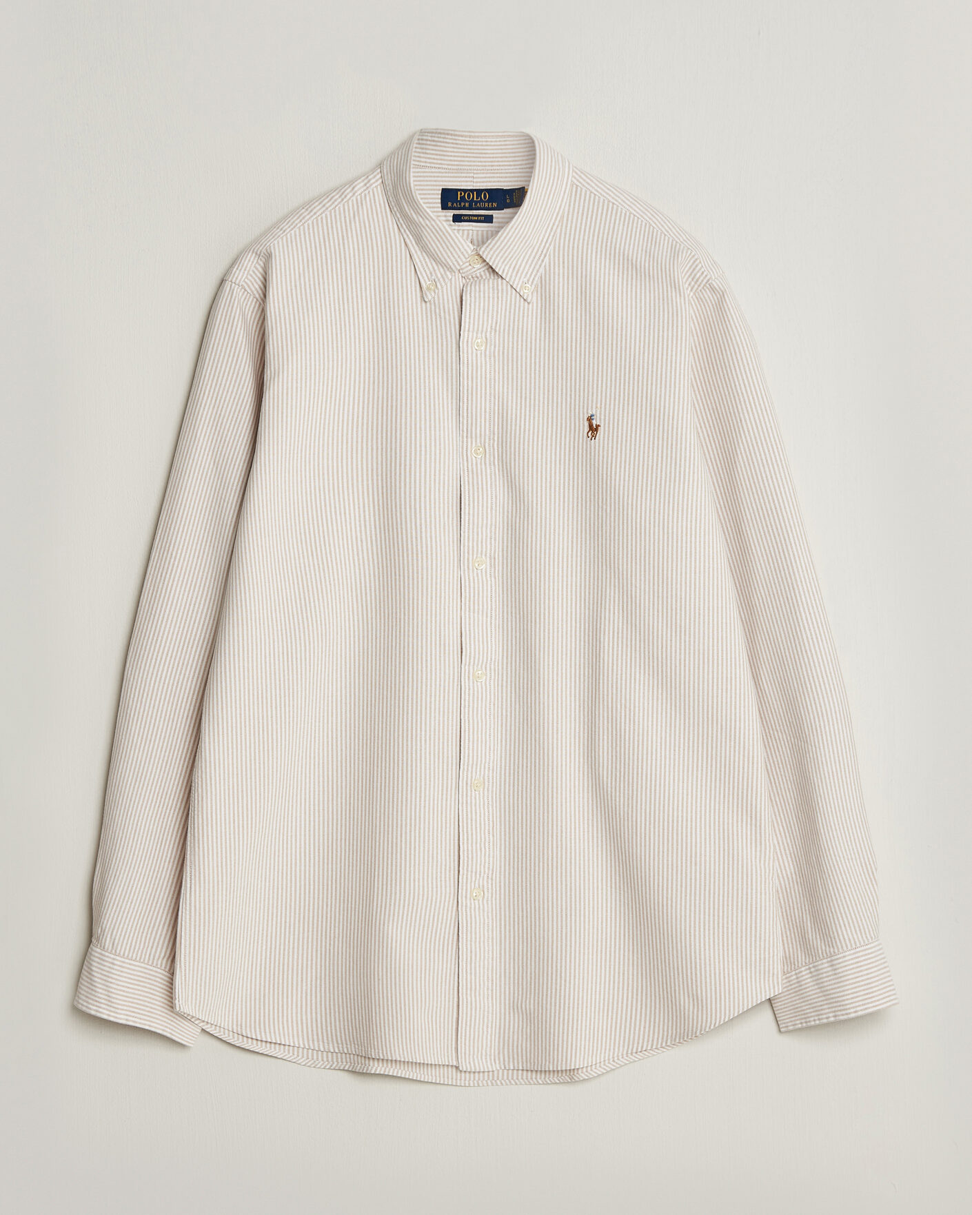 Herren | Hemden | Polo Ralph Lauren | Custom Fit Striped Oxford Shirt Camel/White