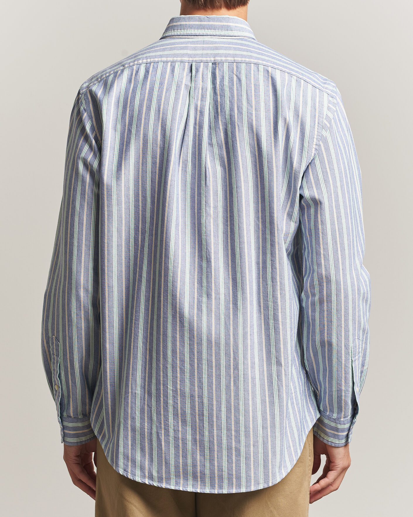 Herren | Hemden | Polo Ralph Lauren | Custom Fit Striped Pocket Oxford Shirt Navy/Yellow