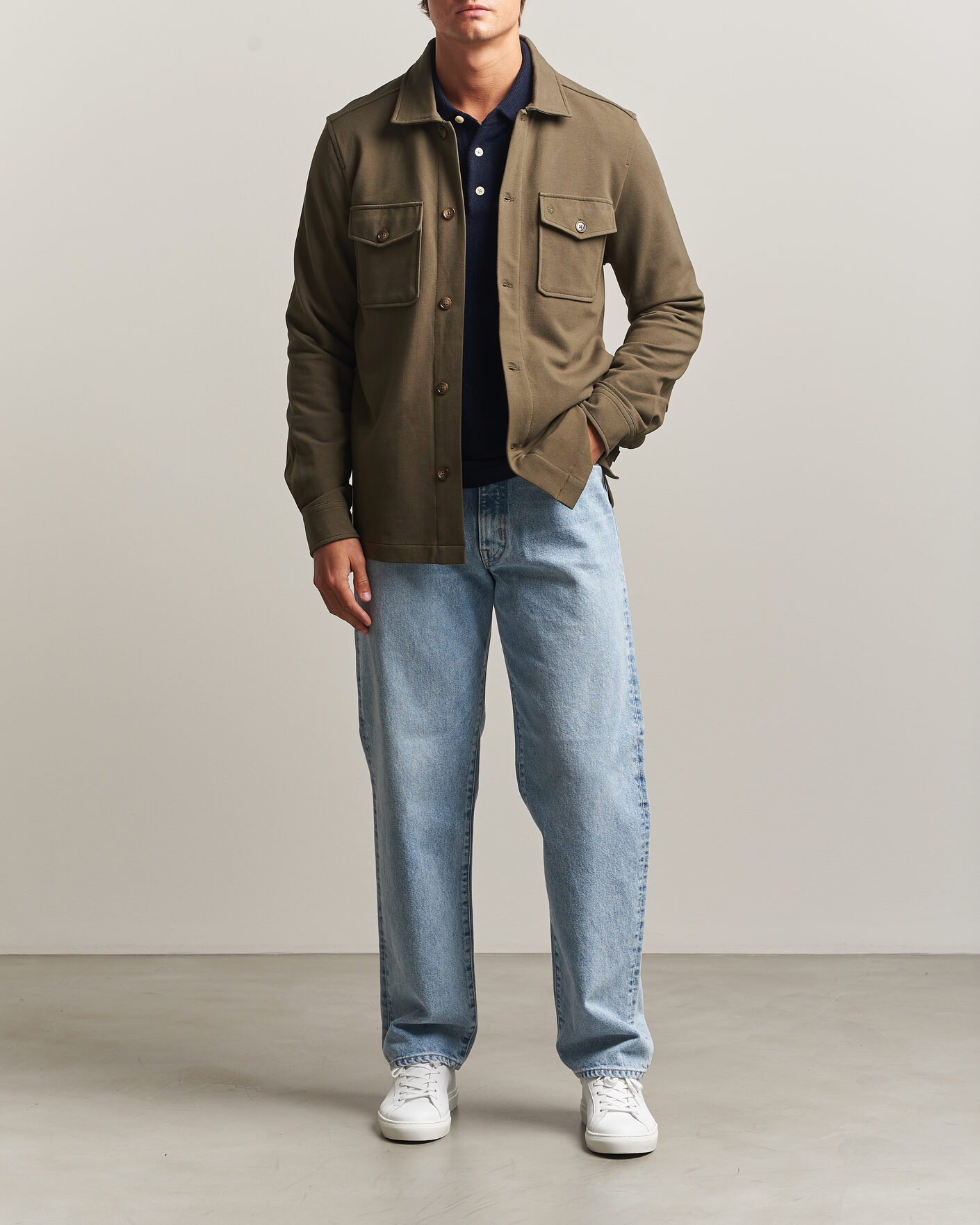 Herren | Hemden | Morris | Andrew Jersey Overshirt Olive