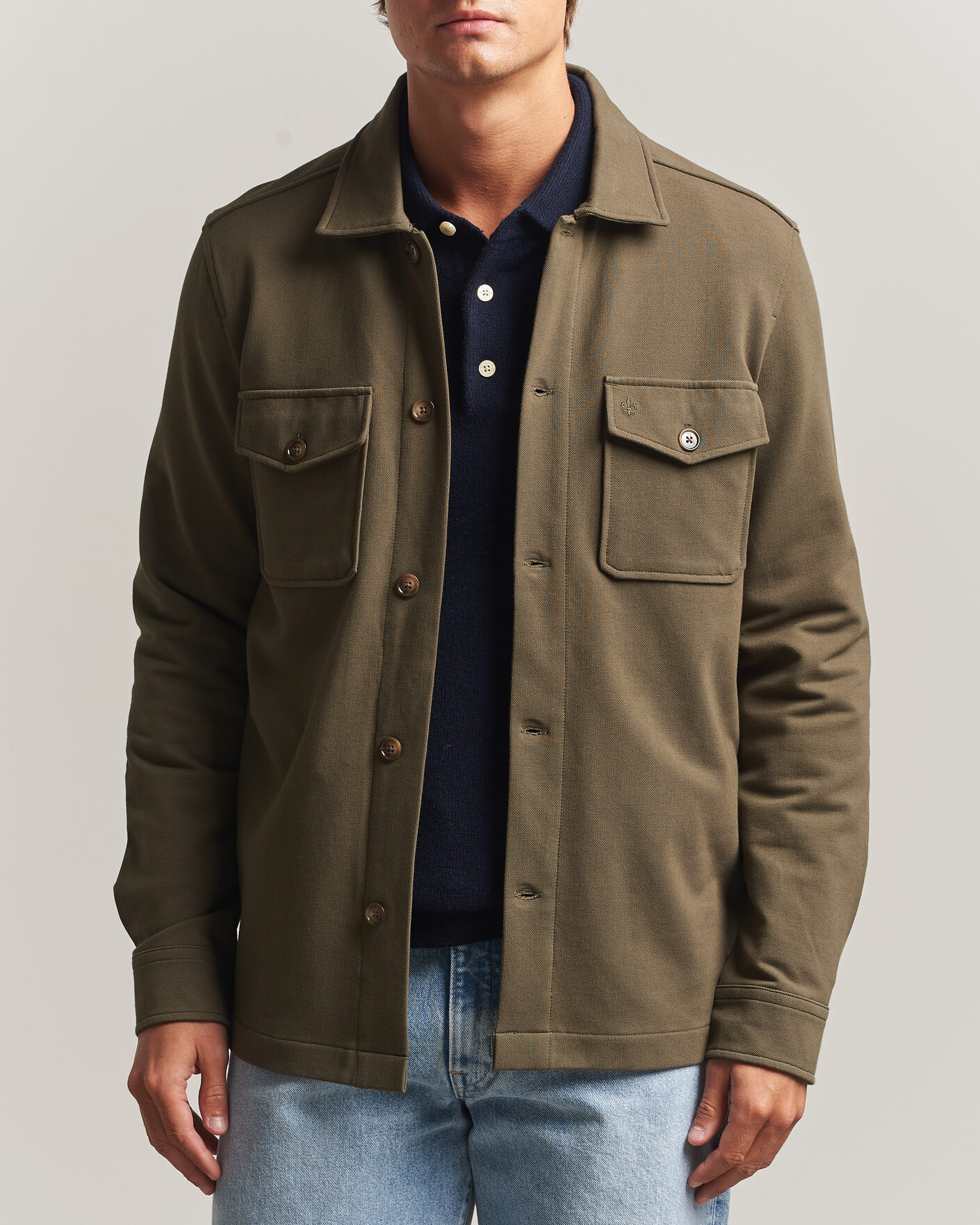 Herren | Hemden | Morris | Andrew Jersey Overshirt Olive