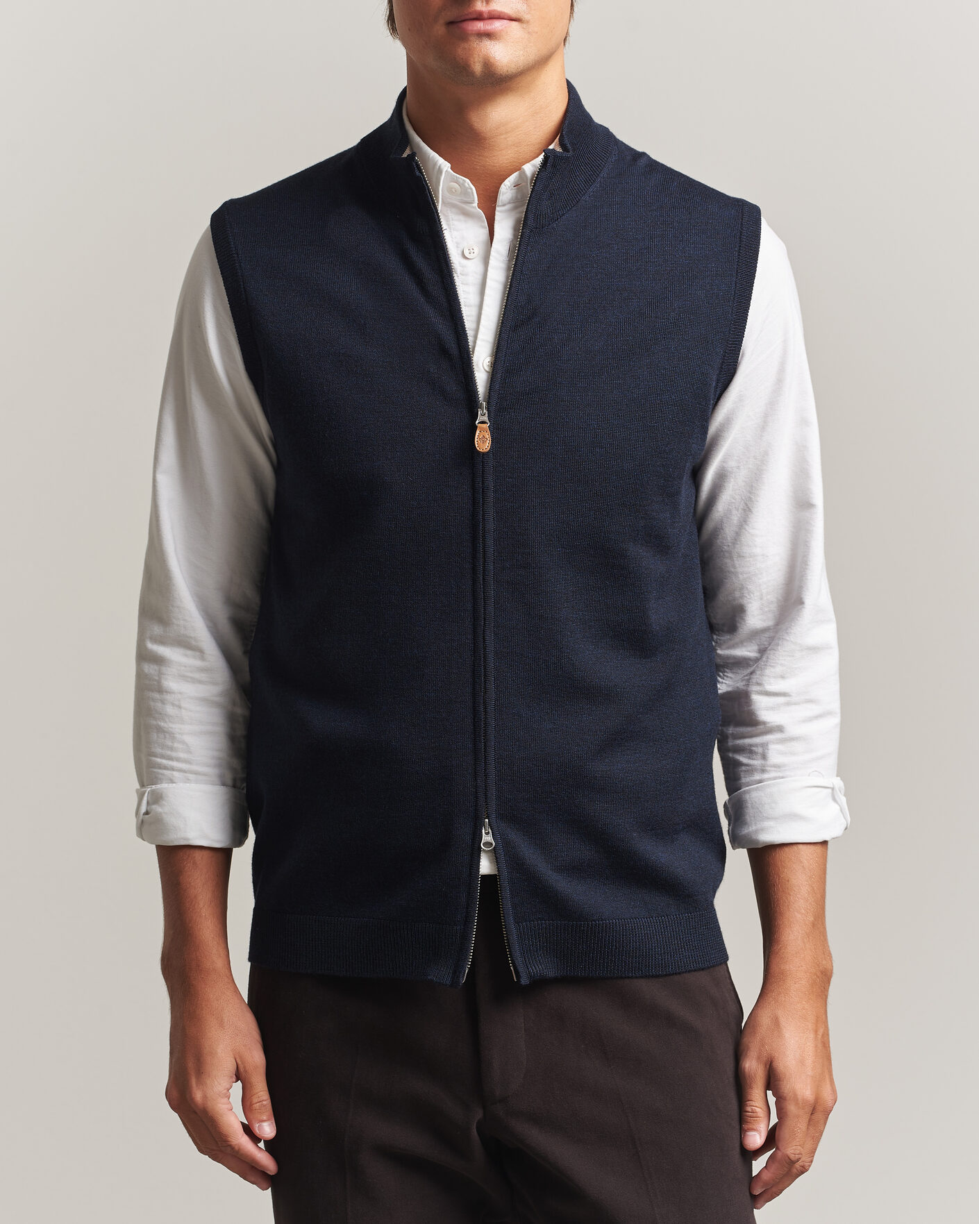 Herren | Pullover | Morris | Merino Zip Vest Navy