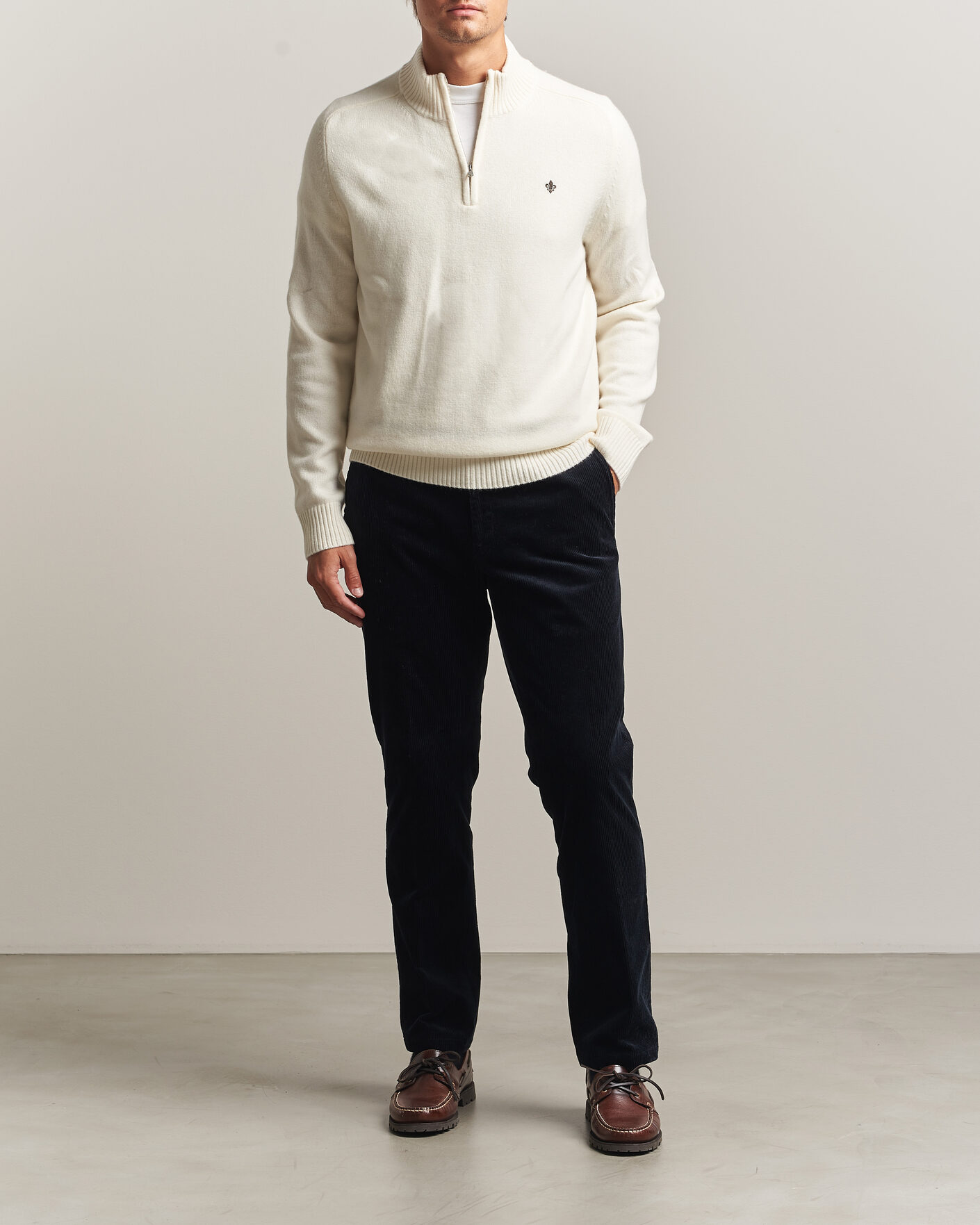 Herren | Pullover | Morris | Hertford Lambswool Half Zip Off White