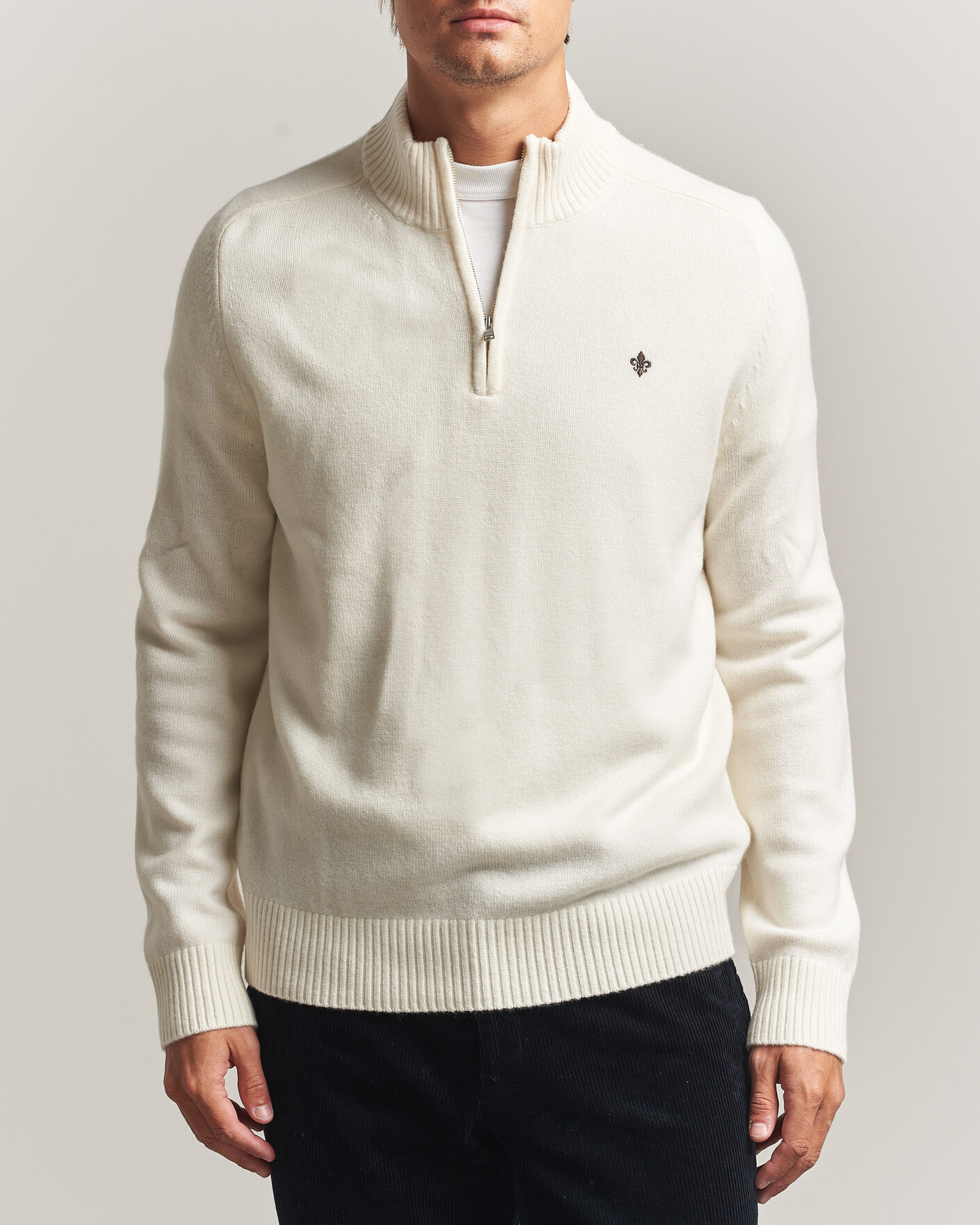 Herren | Pullover | Morris | Hertford Lambswool Half Zip Off White