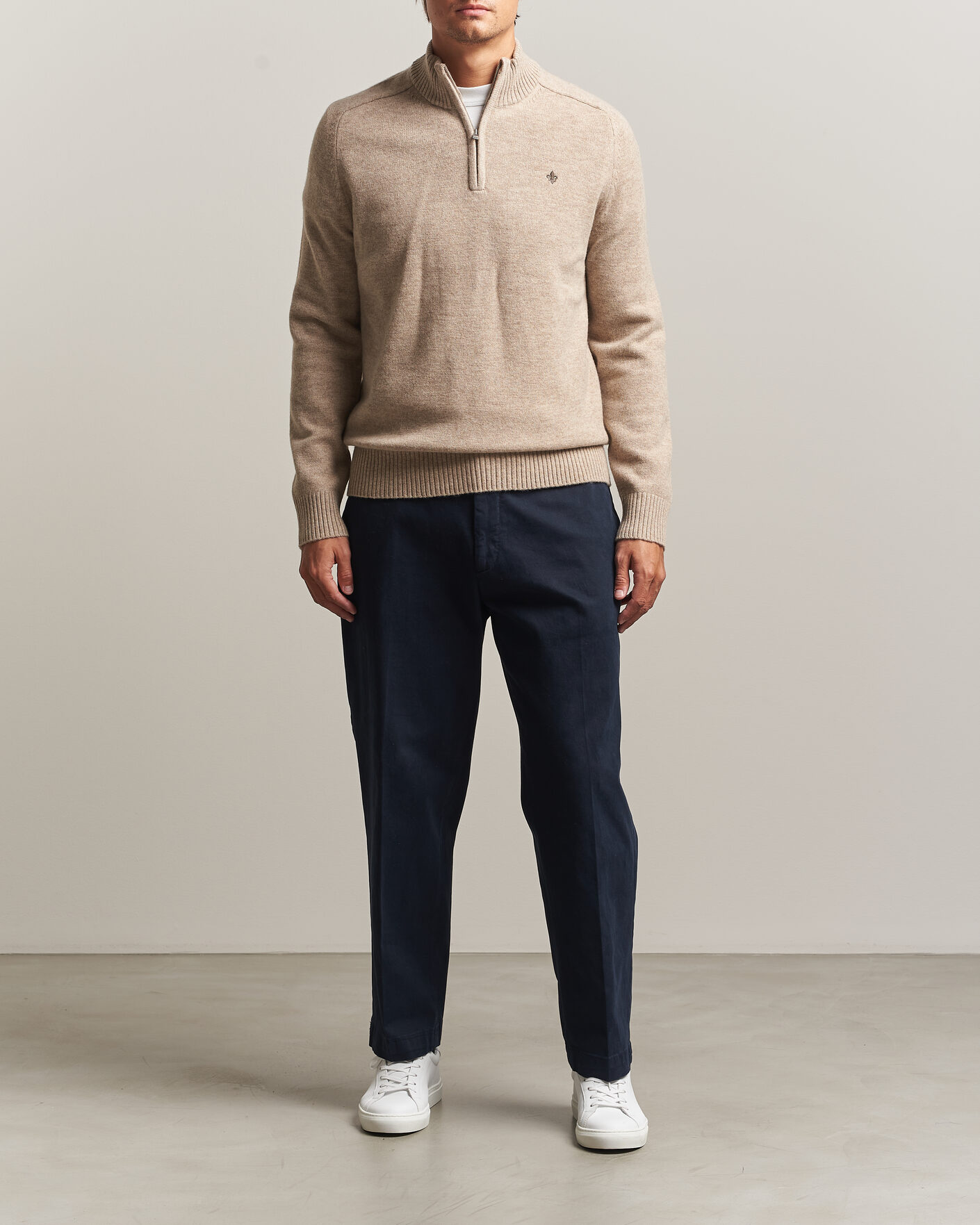 Herren | Pullover | Morris | Hertford Lambswool Half Zip Khaki