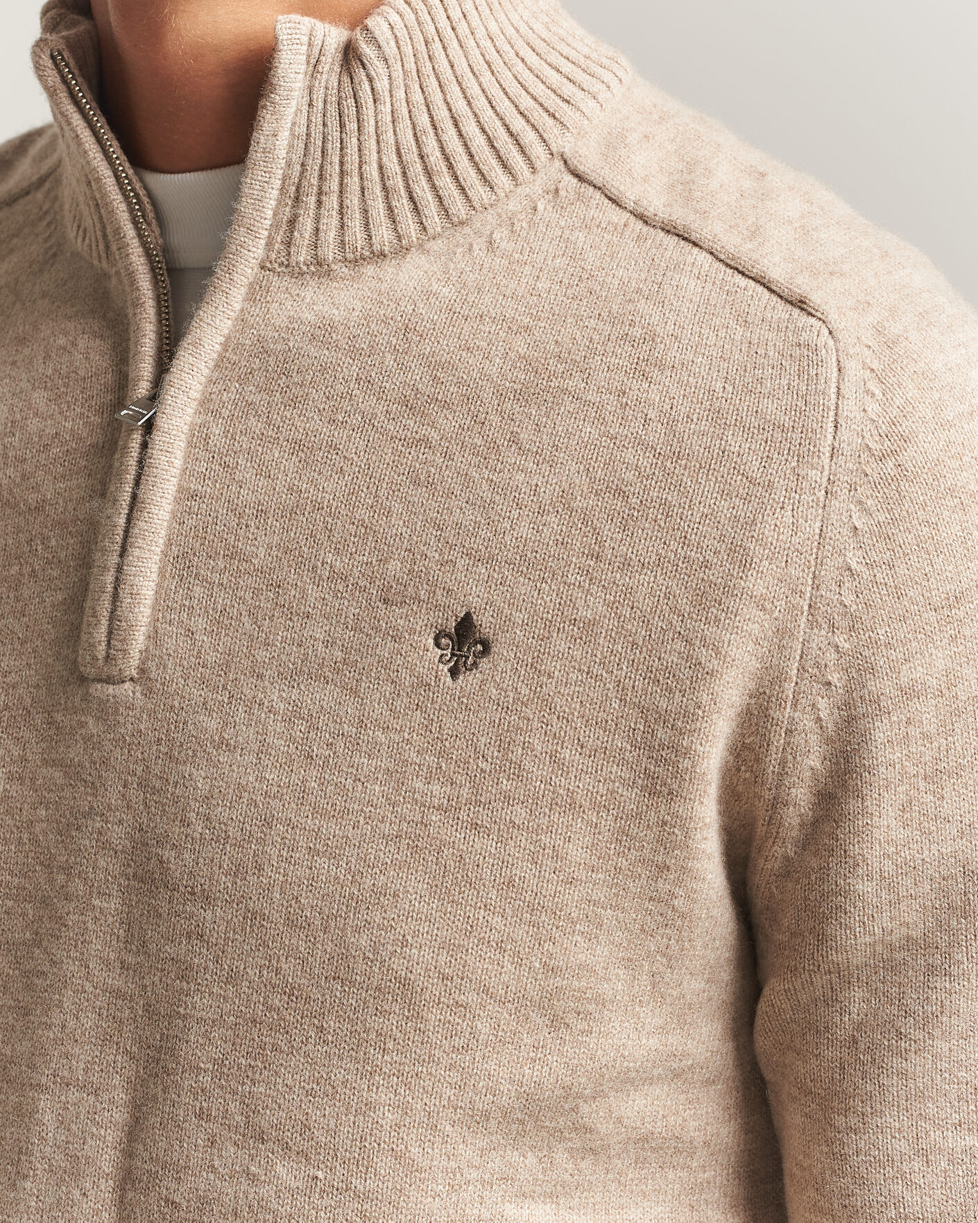Herren | Pullover | Morris | Hertford Lambswool Half Zip Khaki